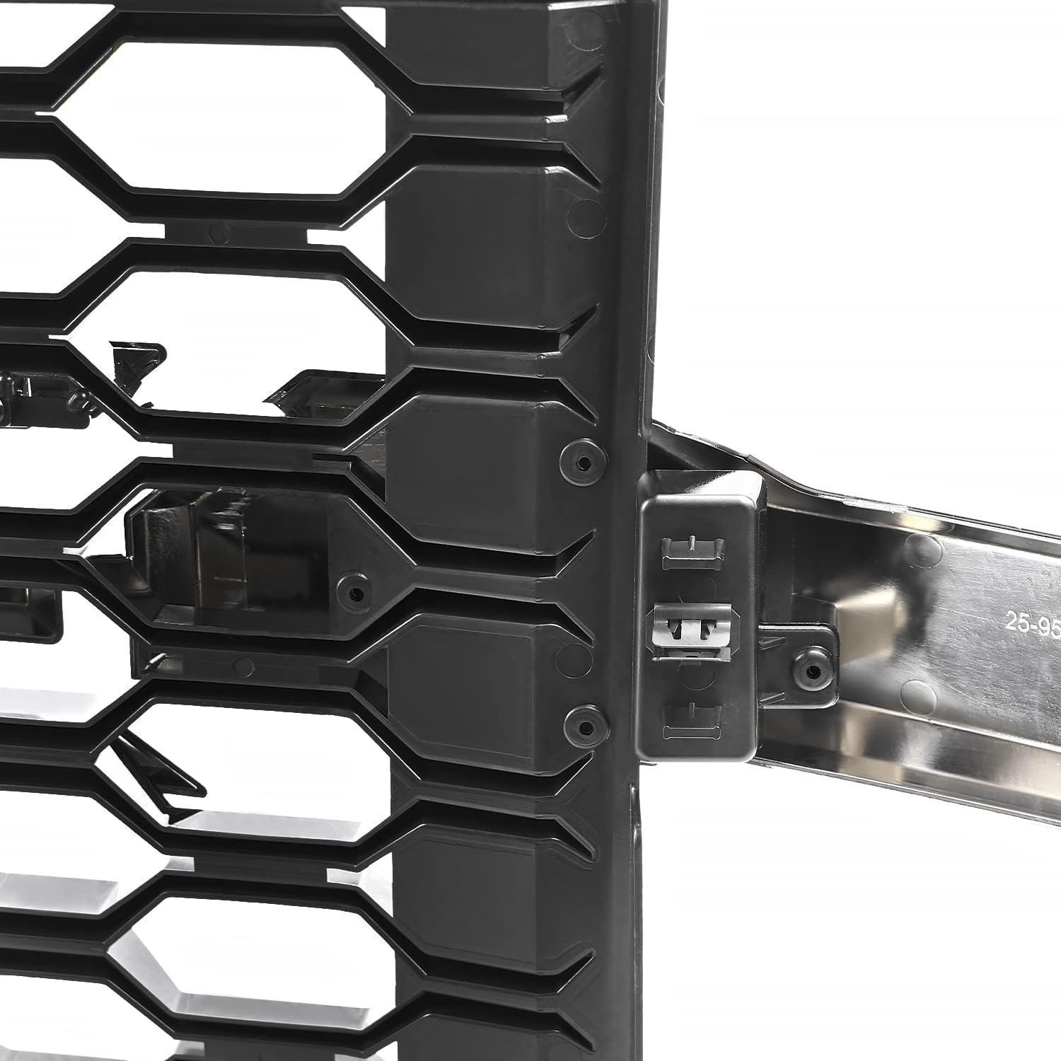 Spec-D Tuning Black Honeycomb Front Bumper Hood Grill Grille w/Chrome Trim Compatible with 2019-2022 Chevy Silverado 1500 WT