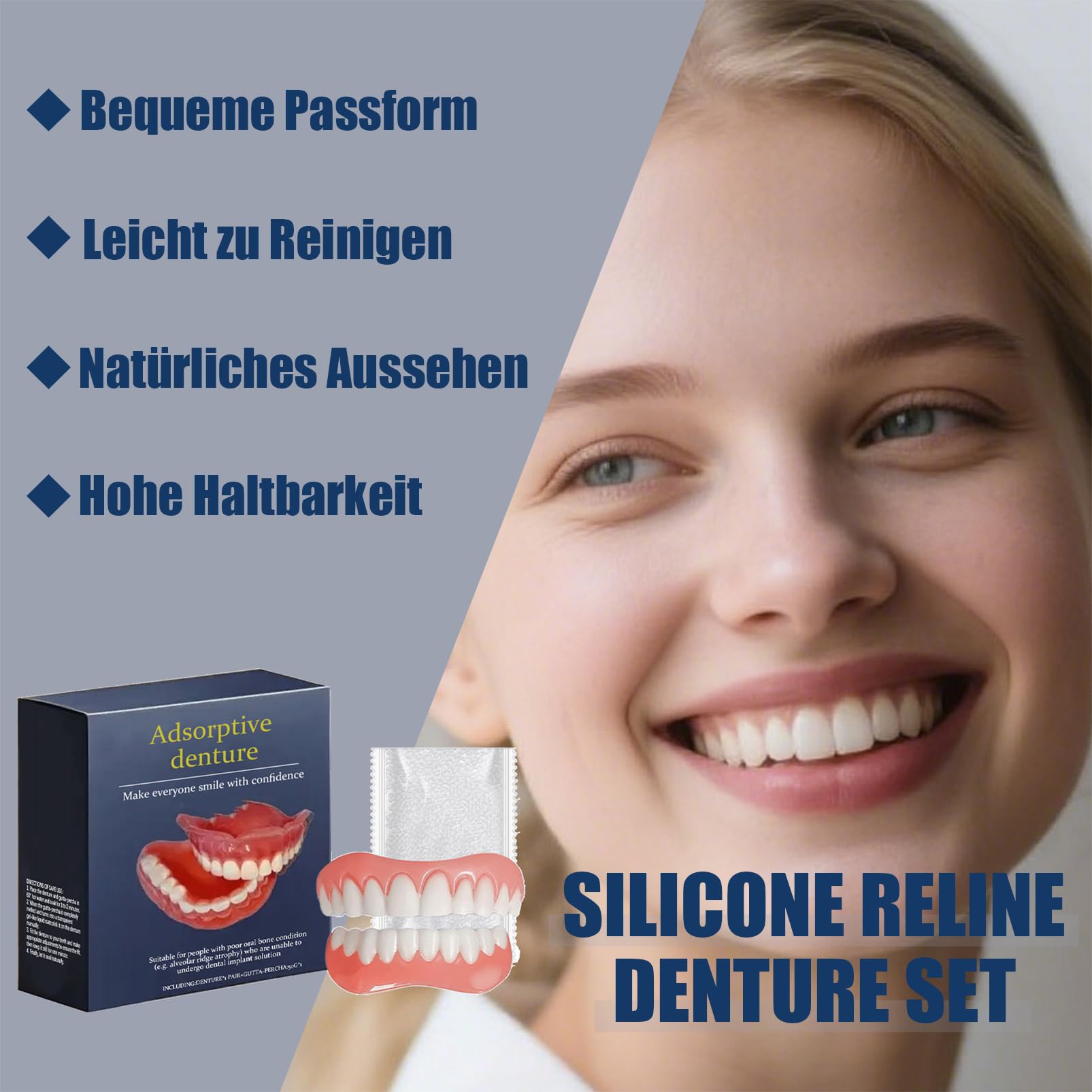 Silicone Reline zestaw do usuwania zębów, protezy silikonowe, zestaw do naprawy zębów, protezy do nakładania, protezy kosmetyczne do szybkiego upiększenia jamy ustnej