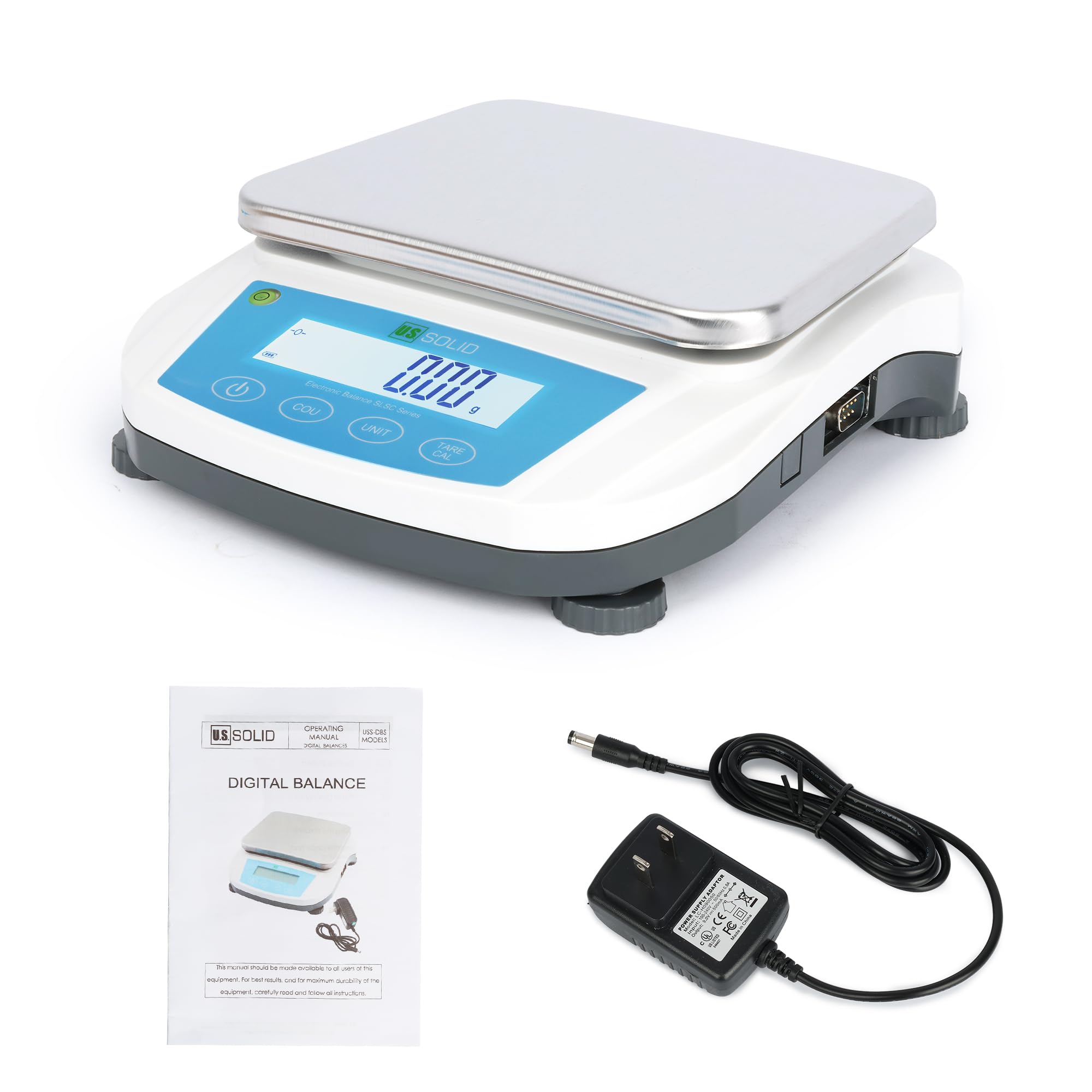 U.S. Solid Precision Lab Scale 5000g x 0.01g Analytical Balance RS232 Interface, 19 Measurement Units