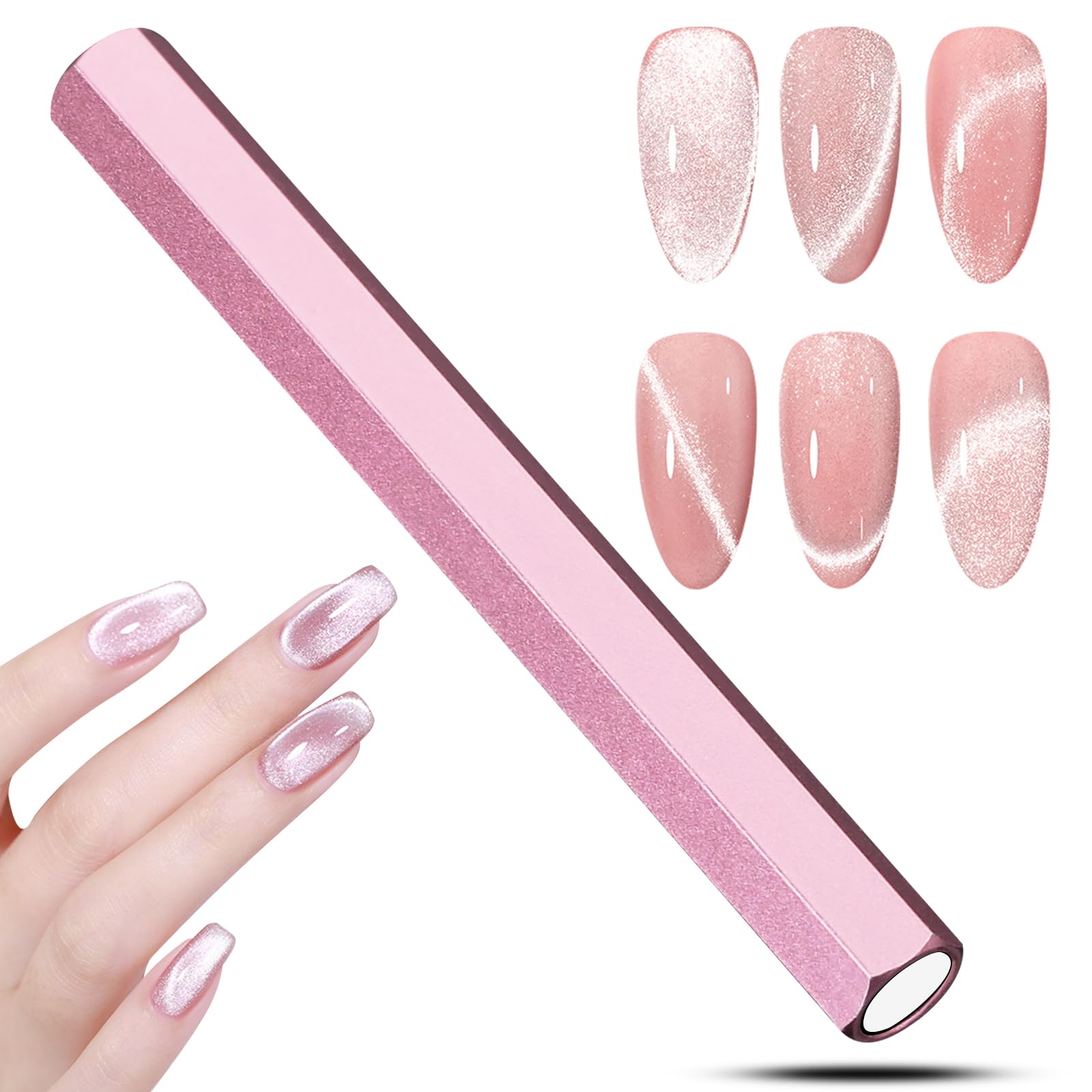 C12rtive Cat Eye Nail Magnet,Professional Double-Ended Hexagon Strong Nail Magnet Stick for Cat Eye Gel Nail Polish,Suitable for Personal DIY, Nail