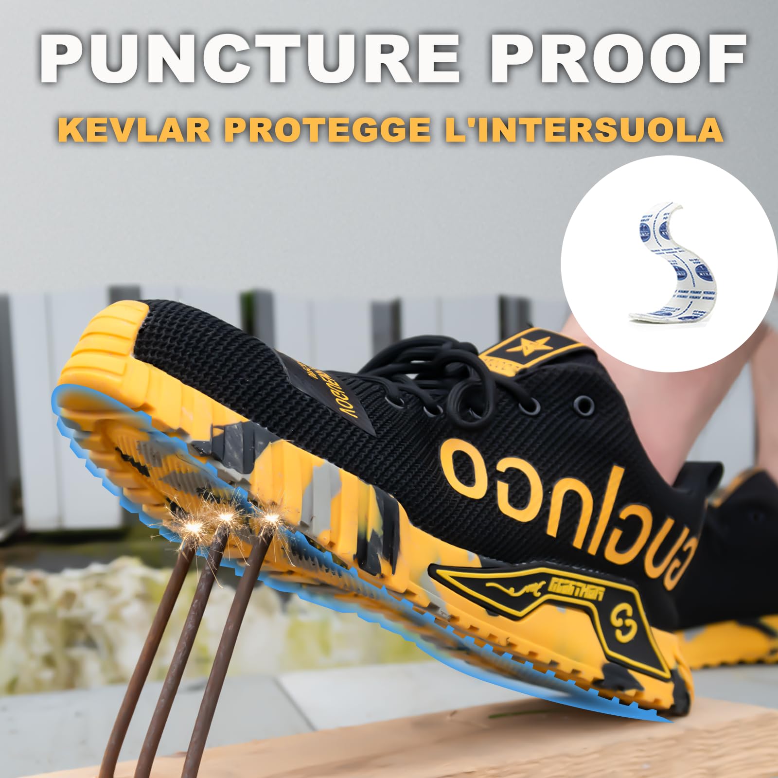 Zapatos de Seguridad con Puntera de Acero Ligero Transpirable para Hombre y Mujer, Zapatillas de Trabajo Comodo, Calzado Protector Antideslizante para Construcción y Fábricas