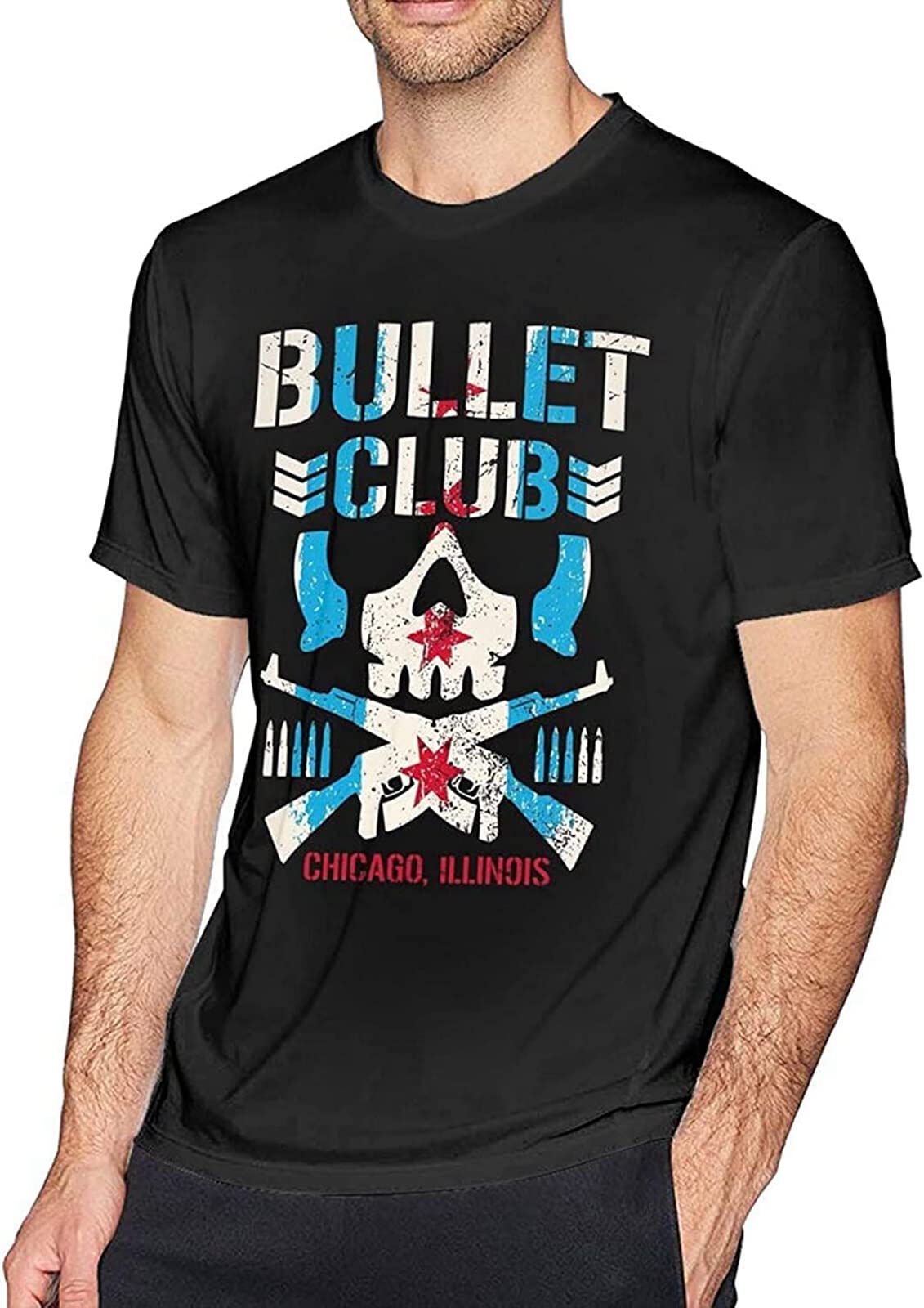 Pedfuvl Unisex Black Bullet Club Vintage Men's T-Shirt Graphic Printed Tee 3XL