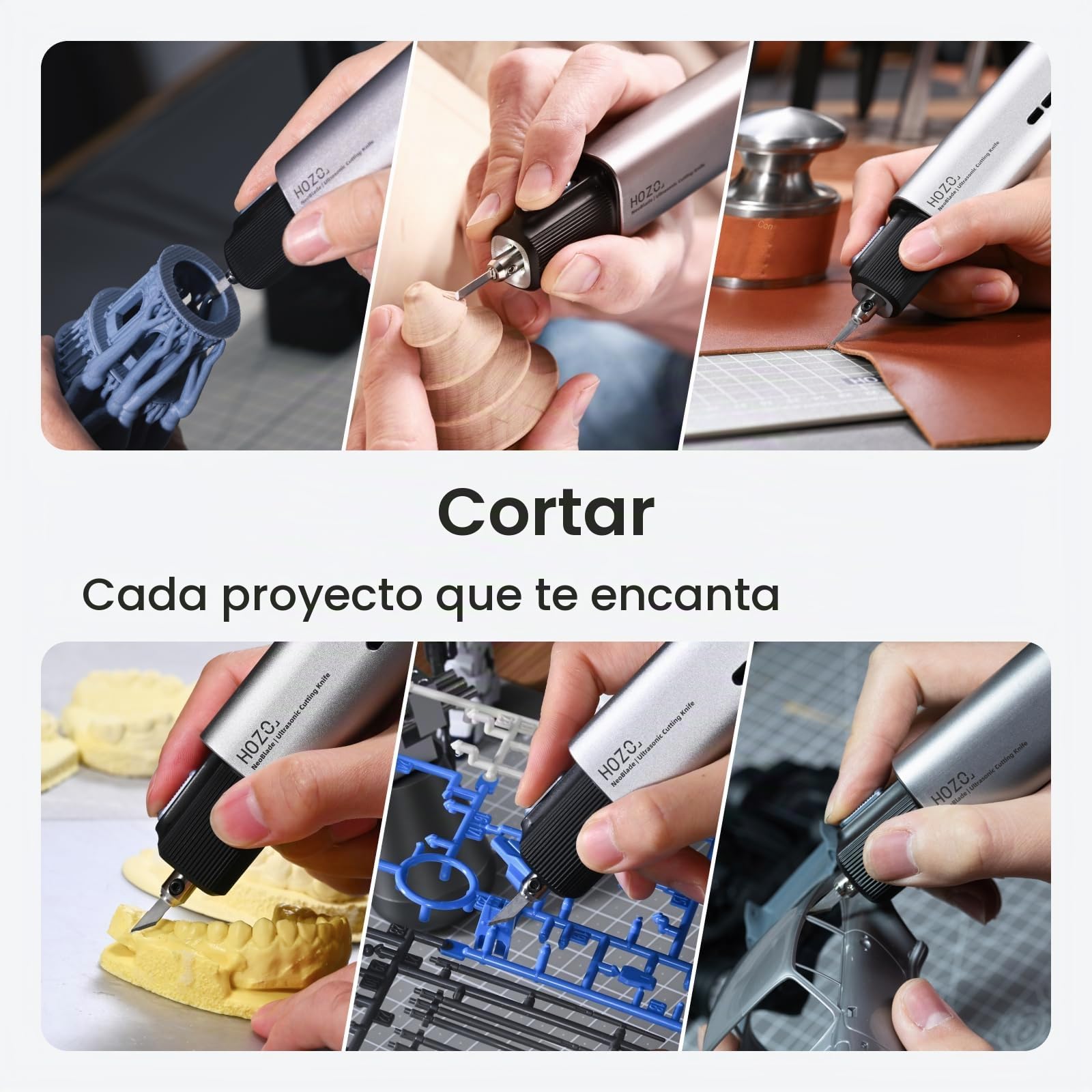 Cuchilla de sierra HOZO NeoBlade inalámbrica ultrasónica – Vibración de 40kHz y potencia automática de 40W, batería intercambiable, refrigeración turbo, 2 modos de corte – Para 3D-impresión, trabajos
