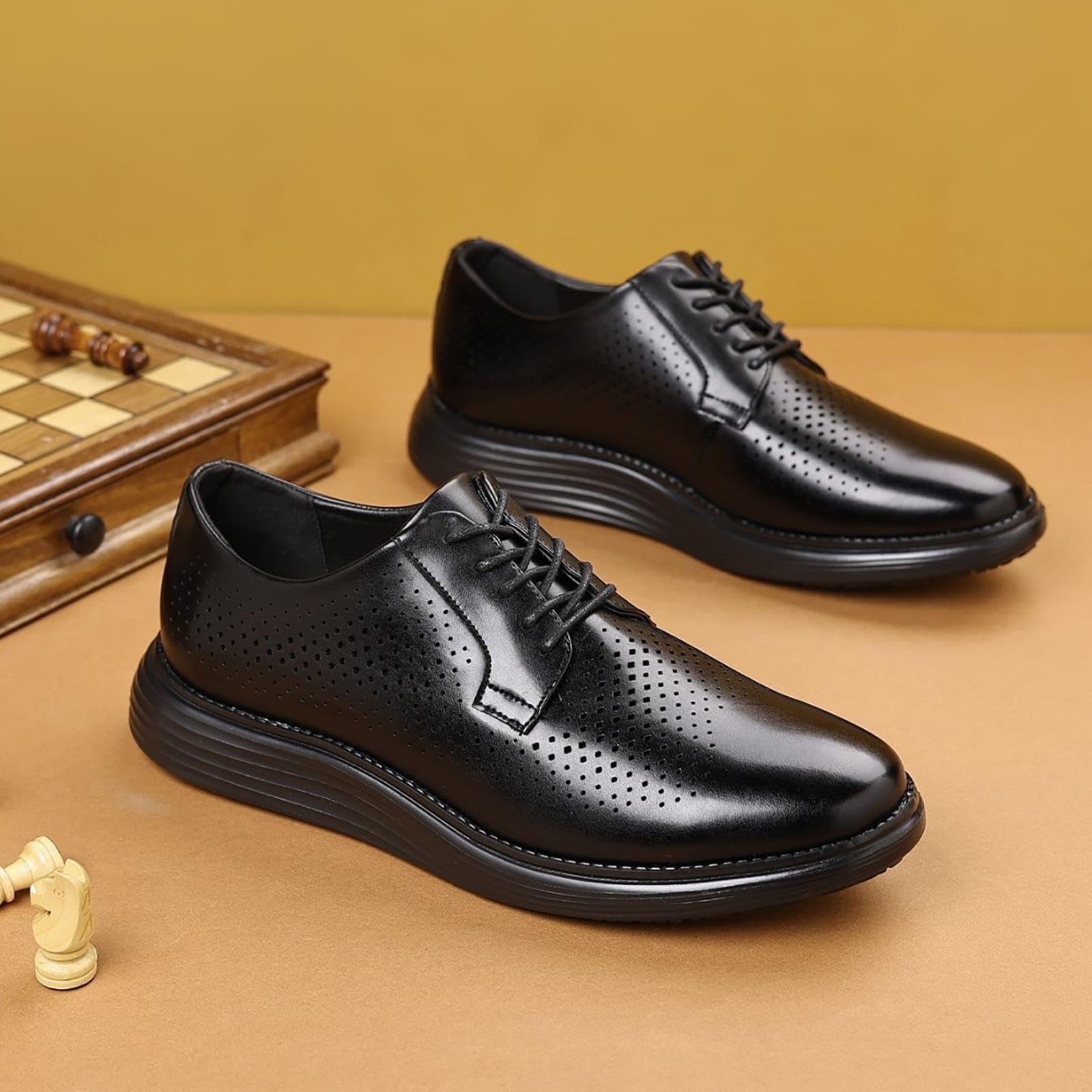 Męskie buty rekreacyjne ze skóry PU, oddychające, biznesowe, casualowe, sznurowane, w stylu Oxford, dla mężczyzn