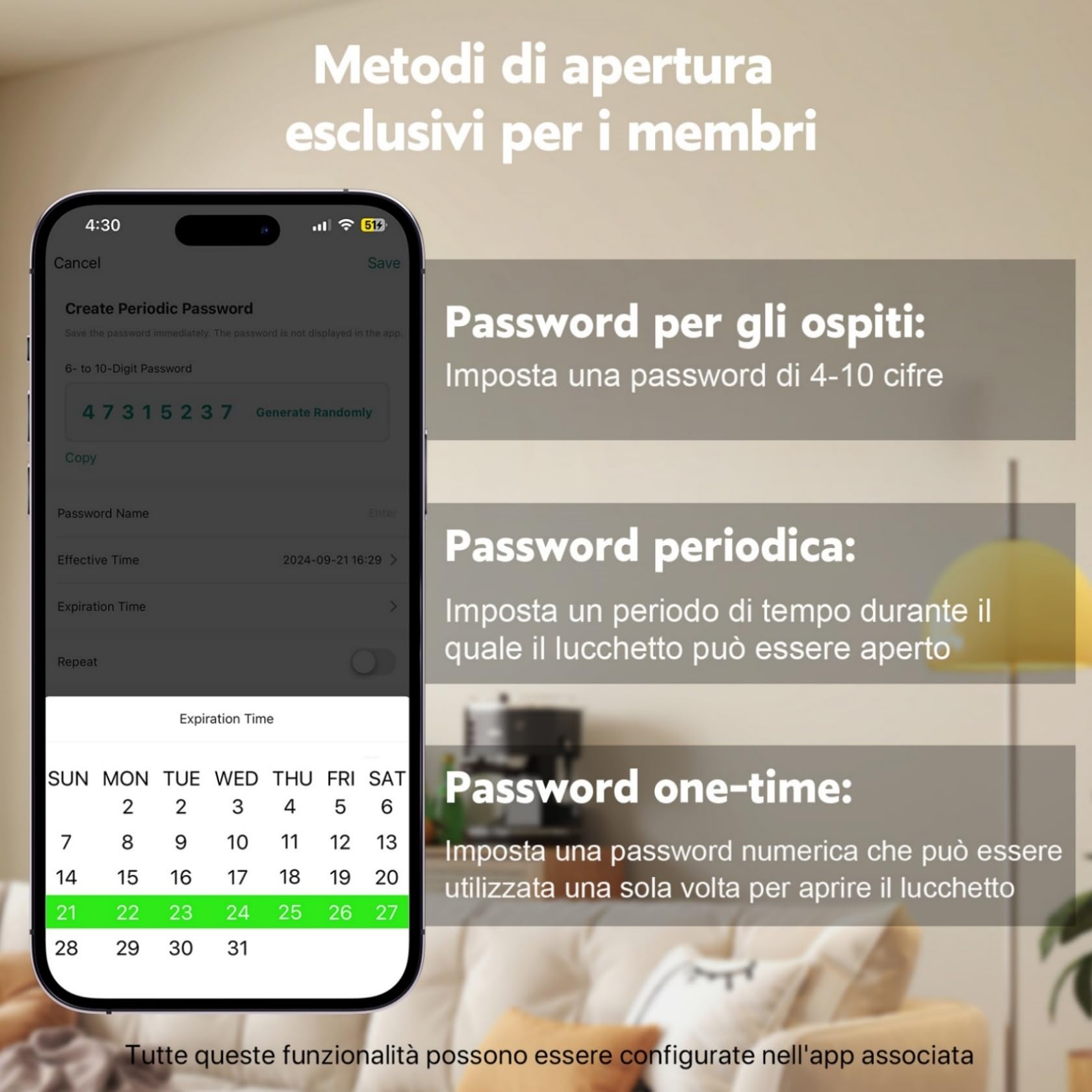 Serratura connessa, serratura biometrica con cilindro a codice, compatibile con cilindri da 60 a 90 mm(30/30,45/45), utilizzabile con Bluetooth, App, impronta digitale e chiave per aprire il blocco