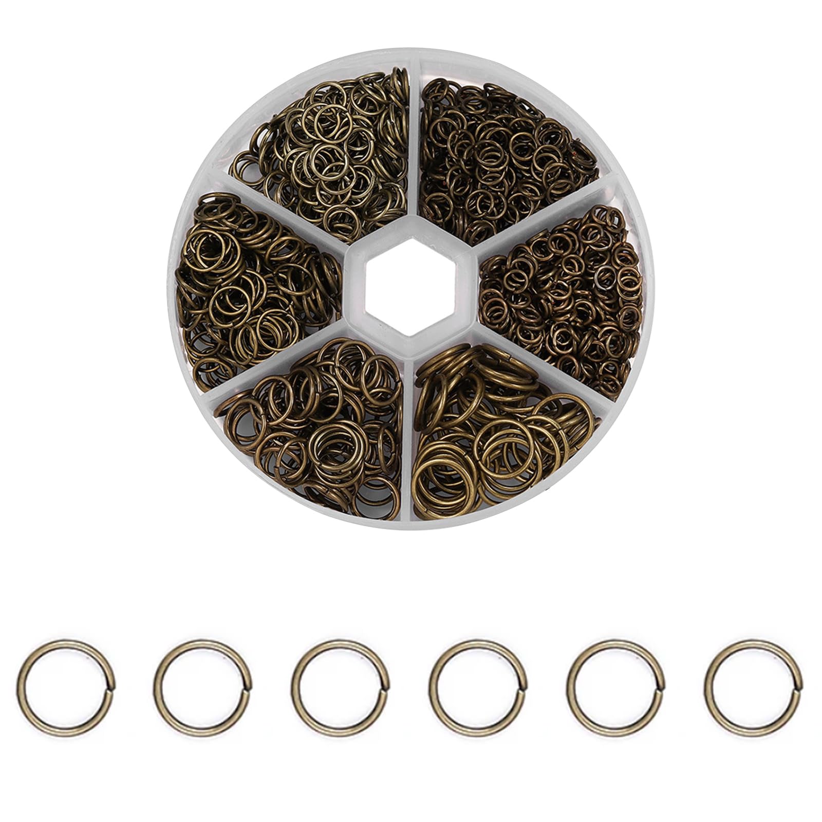 Leliafleury 970Pcs Open Jump Rings Metal Bronze Jump Rings with Plastic Box for DIY Craft Making