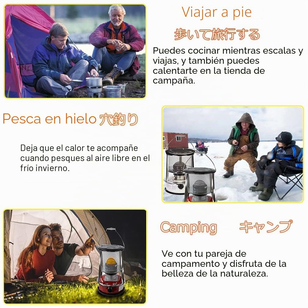 Estufa de queroseno portátil sin humo, eficiente calentador de parafina 2 en 1 para calefacción de espacios en invierno, potencia de fuego ajustable, ideal para tiendas de campaña y calefacción de
