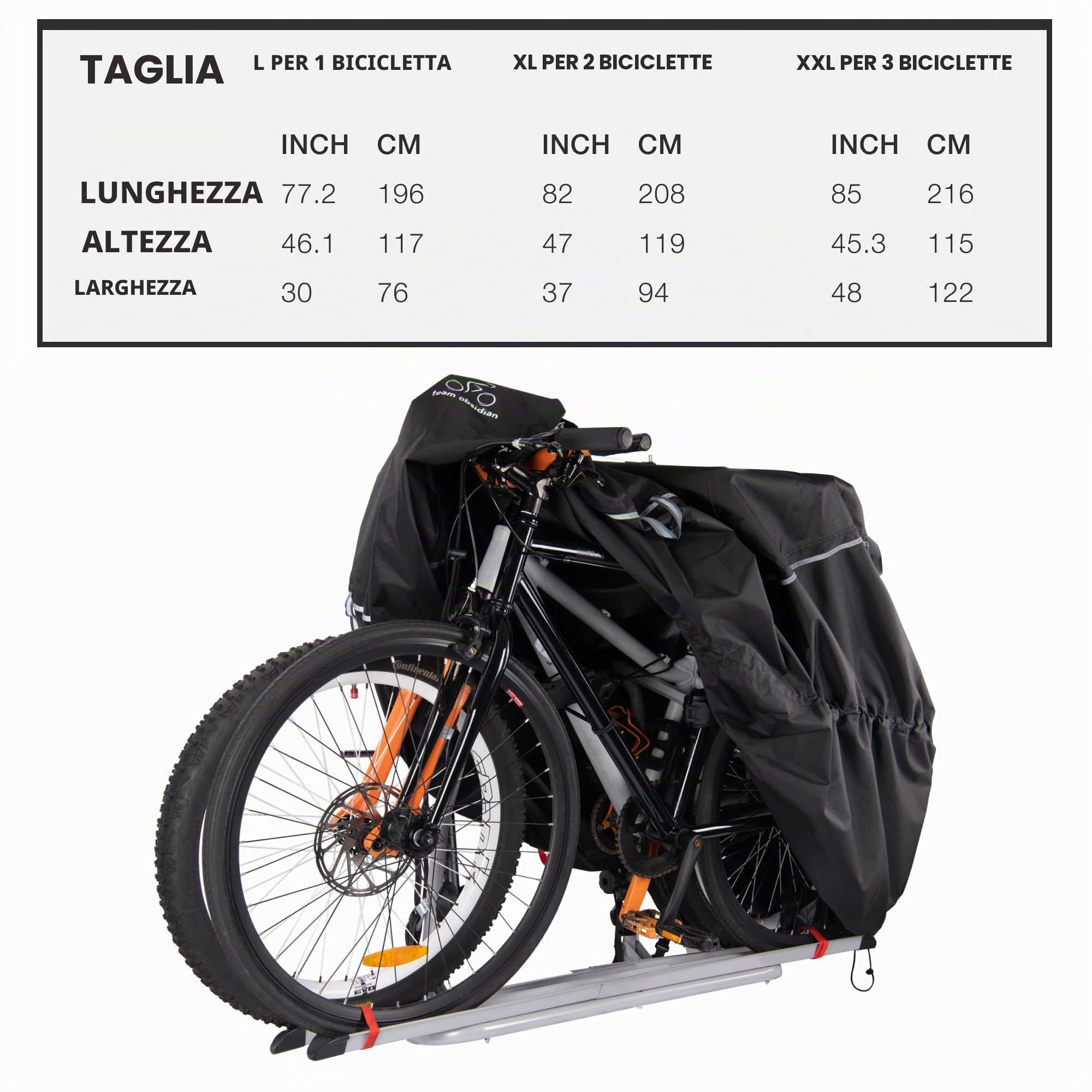 TeamObsidian Telo Copri Bicicletta da Esterno Impermeabile - Telo Copri Bici 300D - Copribiciclette da 1 a 3 Biciclette - Copribicicletta per Viaggio e Trasporto - Copertura Biciclette per Esterno