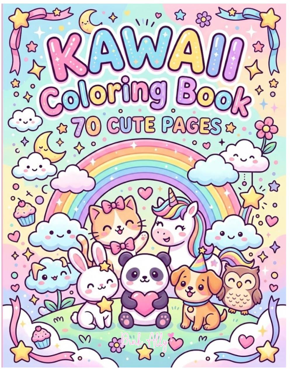 Kawaii Coloring book 70 cute pages: Relaxing and cute kawaii illustrations for kids and adults