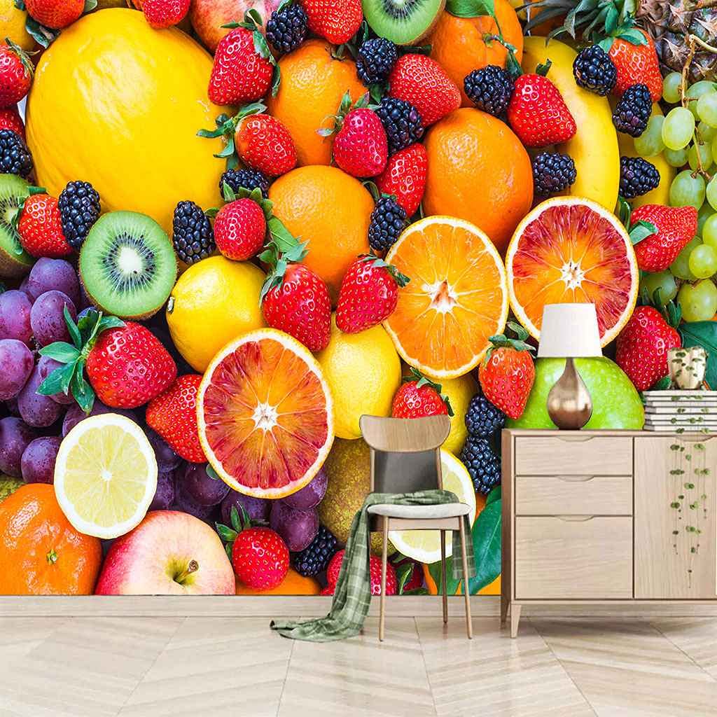 Photo papier peint toile auto-adhésif 3D effet fruits rouges