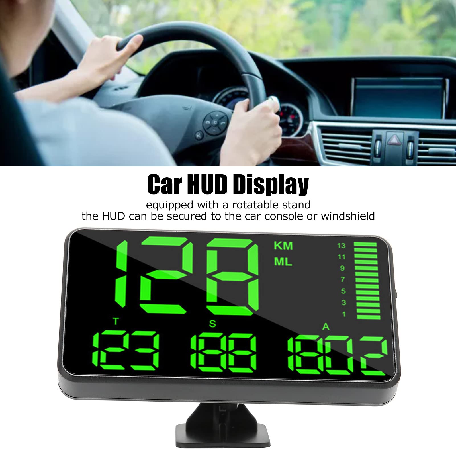 Uniwersalny pojazd inteligentny wyświetlacz HUD, cyfrowy prędkościomierz Mph Km/H, 2 alarm bezpieczeństwa, wyposażony w obrotowy stojak, GPS Head Up Display dla wszystkich modeli samochodów