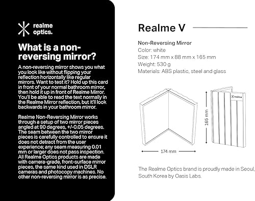 Miniatura 8 de Realme Espejo V sin inversión (sin soporte): imagen real, precisión inigualable, sin calibración, diseño delgado para tocador de maquillaje, espejo