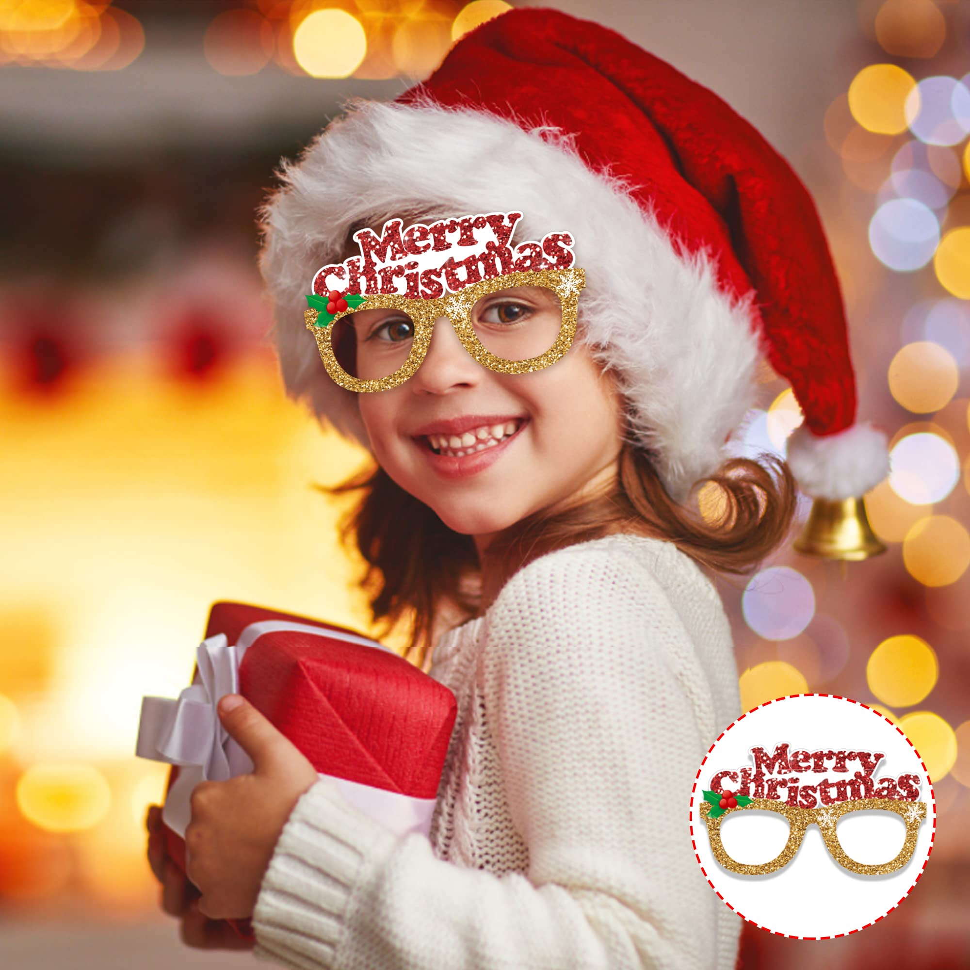 CC HOME 12 Pack Christmas Paper Glasses Funny Photo Booth Props for Kids  Dress Party Favors eyeglasses Paperboard Accessories Birthday Party Supplies