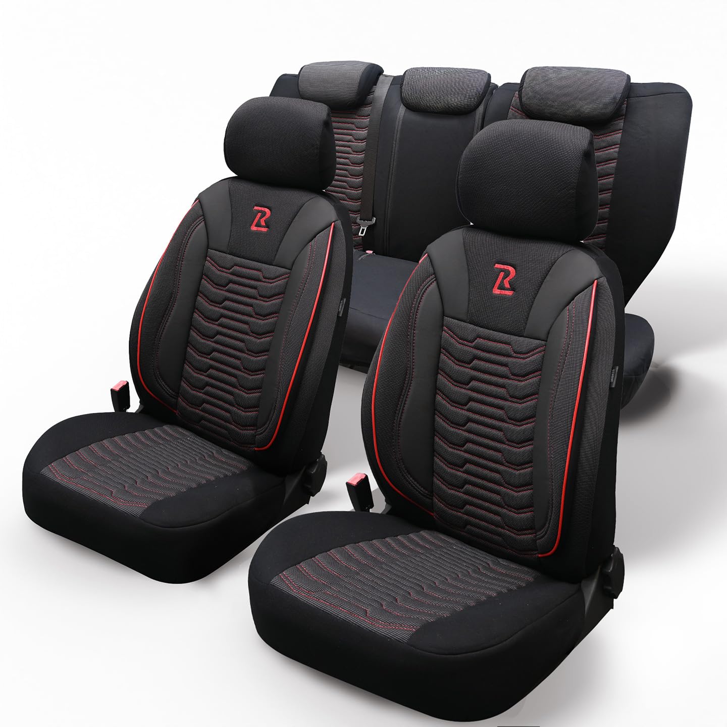 LUCARO Coprisedile Auto per Universale Paris, Rosso | Similpelle lavabile e idrorepellente, adattamento universale, imbottitura traspirante