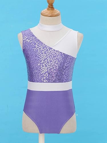 Miniatura 10 de JEATHA Leotardo de gimnasia para niñas y niñas con bloques de color recortado espalda descubierta ballet baile disfraz de rendimiento