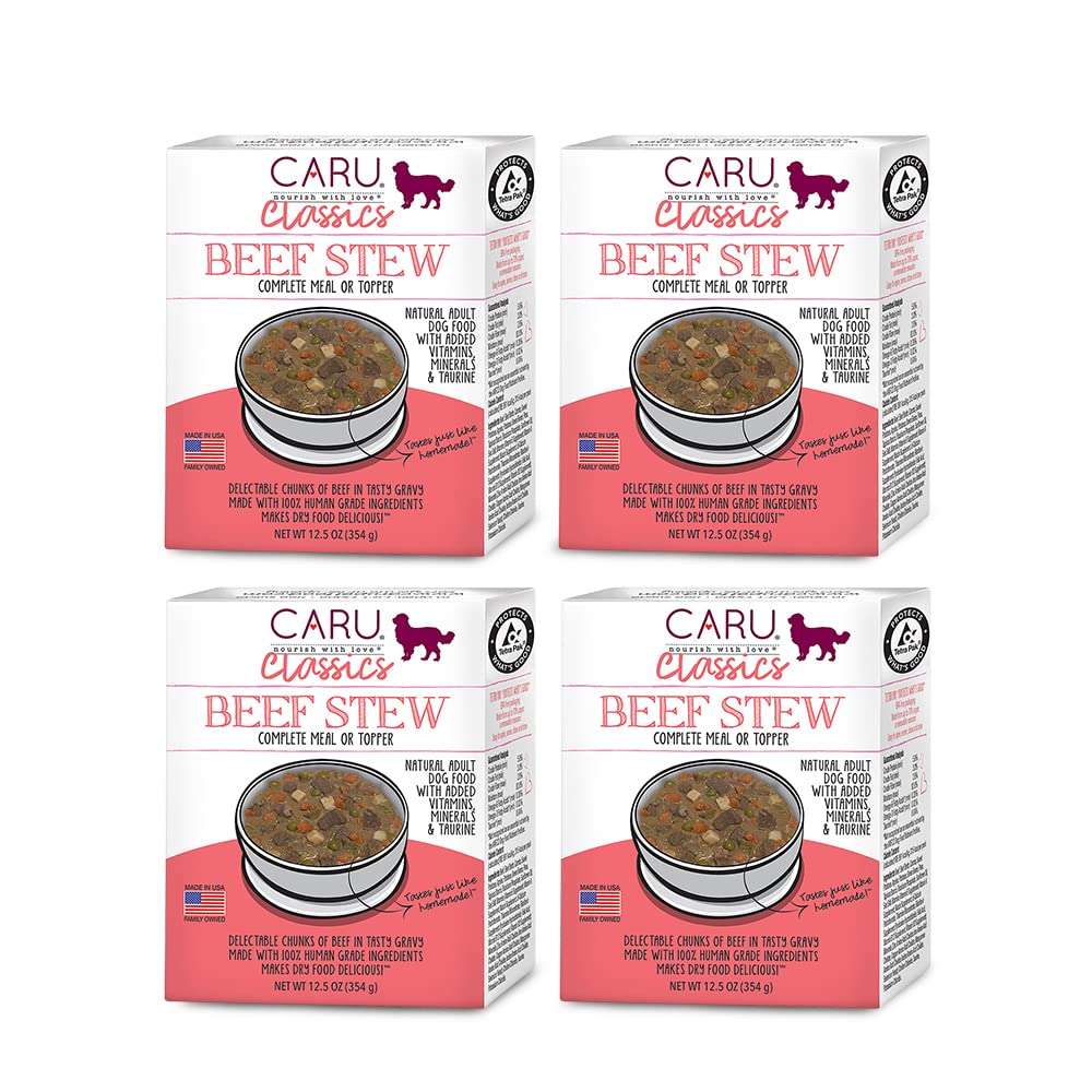 Classics Beef Stew for Dogs - Healthy Wet Dog Food or Food Topper - Balanced Omega Blend - 12.5 oz Cartons - Pack of 4