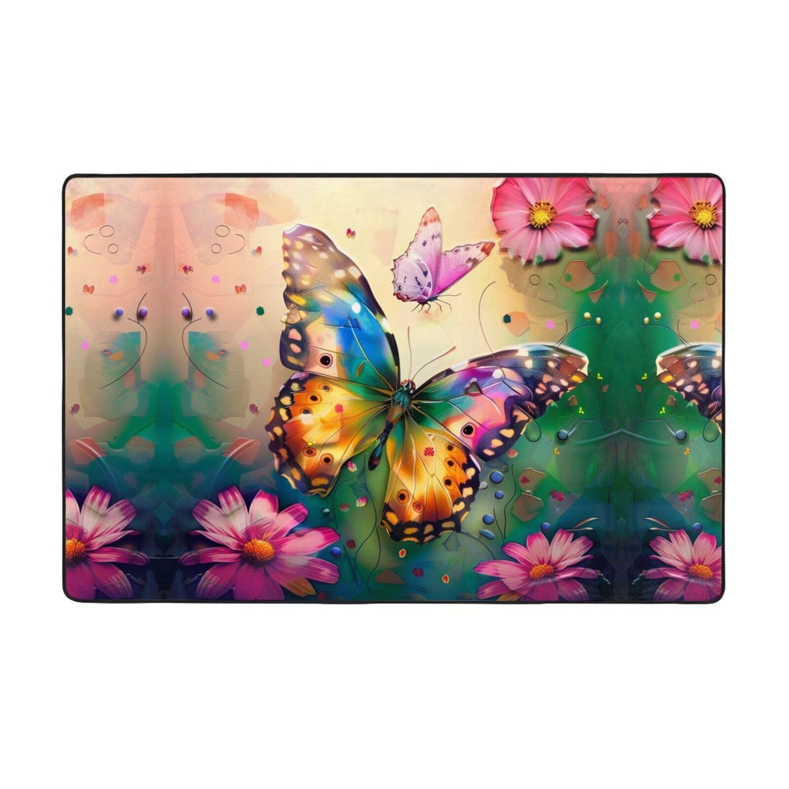 Tapis doux et confortable anti-sol froid en mousse à mémoire de forme motif papillon