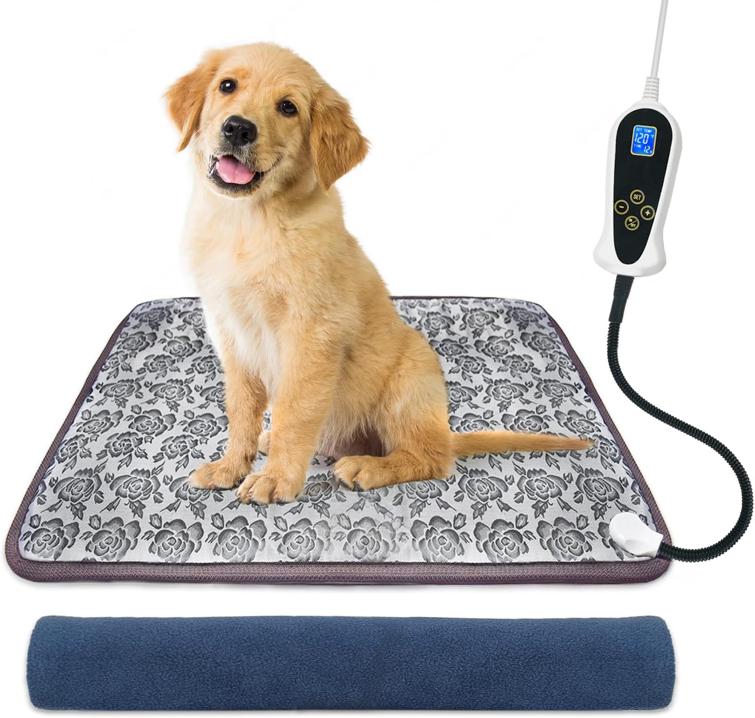 Dog Heating Pad, Adjustable Temperature Heated Blanket