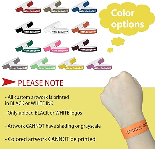 Miniatura 5 de Hasta 10000 pulseras personalizadas para eventos, pulseras personalizadas Tyve de pulgadas, pulseras de papel personalizadas para fiestas con