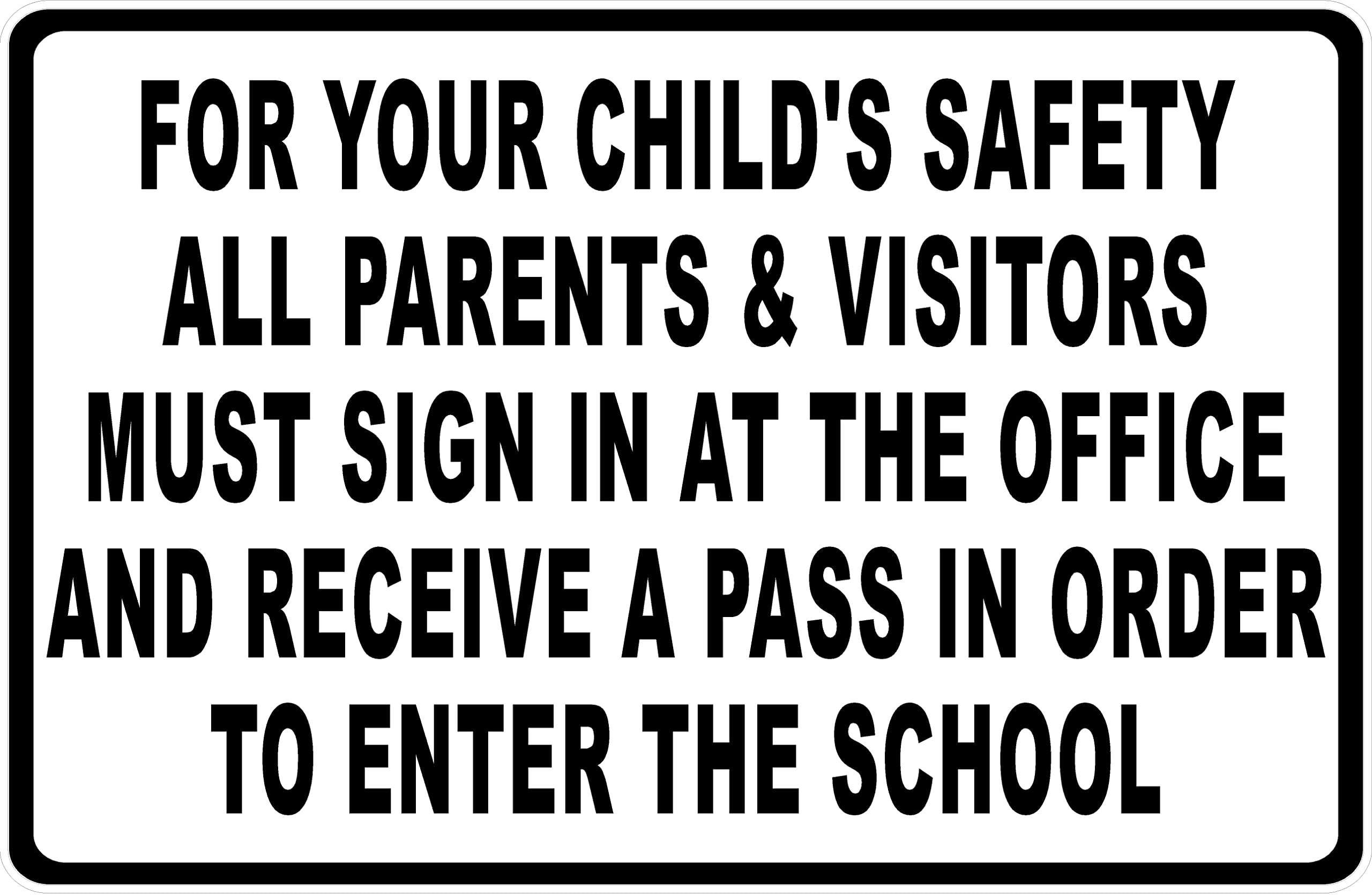 School Entry Rule Metal Tin Sign, All Visitors Must Sign In And Receive Pass Before Campus Access Wall Decor, 12x8 Inches Aluminum