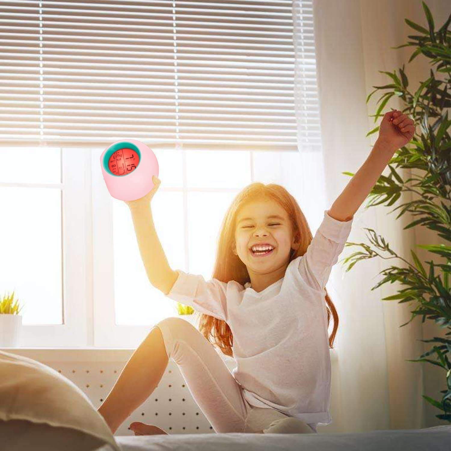 Wisdom Link Kids Digital Alarm Clock, 7 Color Night Light, Snooze, Temperature Detect for Toddler, Children Boys and Girls, Students to Wake up at Bedroom, Bedside, Batteries Operated