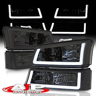 AJP Distributors Headlights Head Lights Lamps Assembly Pair 2003 2004 2005 2006 2007 03 04 05 06 07 For Chevy Silverado 1500 2500 3500 Avalanche (Chrome Housing Smoke Lens Clear Reflector LED DRL) - coolthings.us