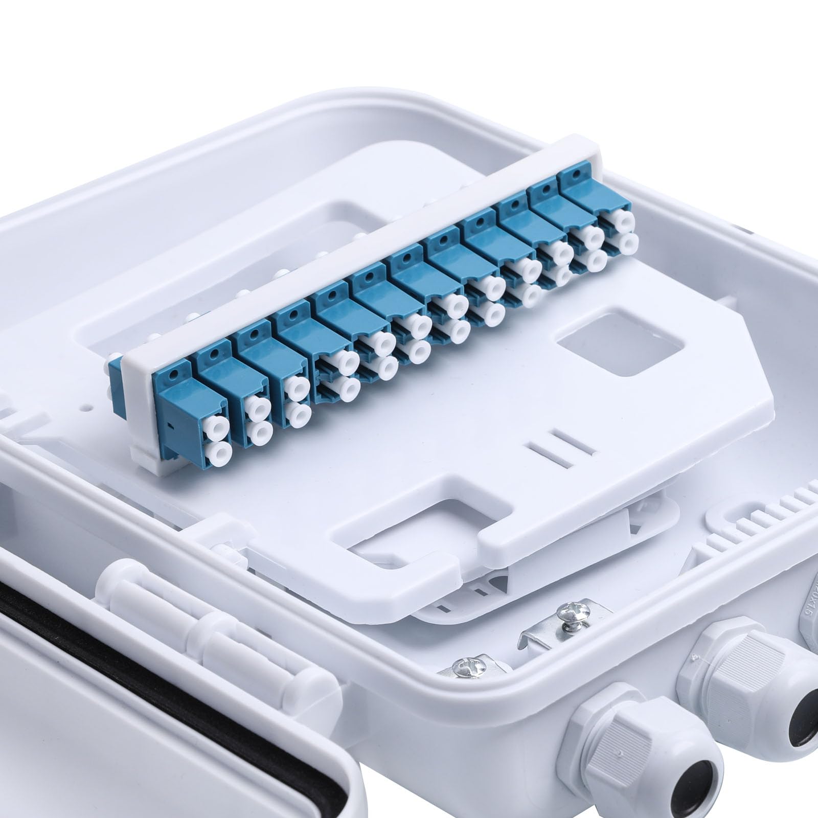 KETGUFF 12 Core Fiber Distribution Box, ABS Plastic FTTH Fiber Distribution Box-12 Port Fiber Optic Terminal Junction Splitter Box for Ourdoor/Indoor with LC Fiber Cable Coupler
