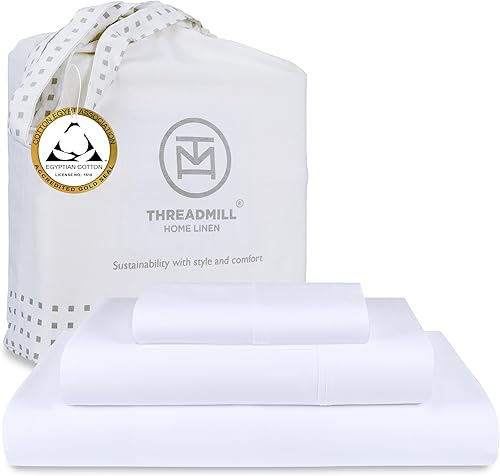 Threadmill Home Linen juego de sábanas de 400 hilos, 100% algodón, ropa de cama de lujo, tamaño King, juego de 4 unidades, tela satinada suave,
