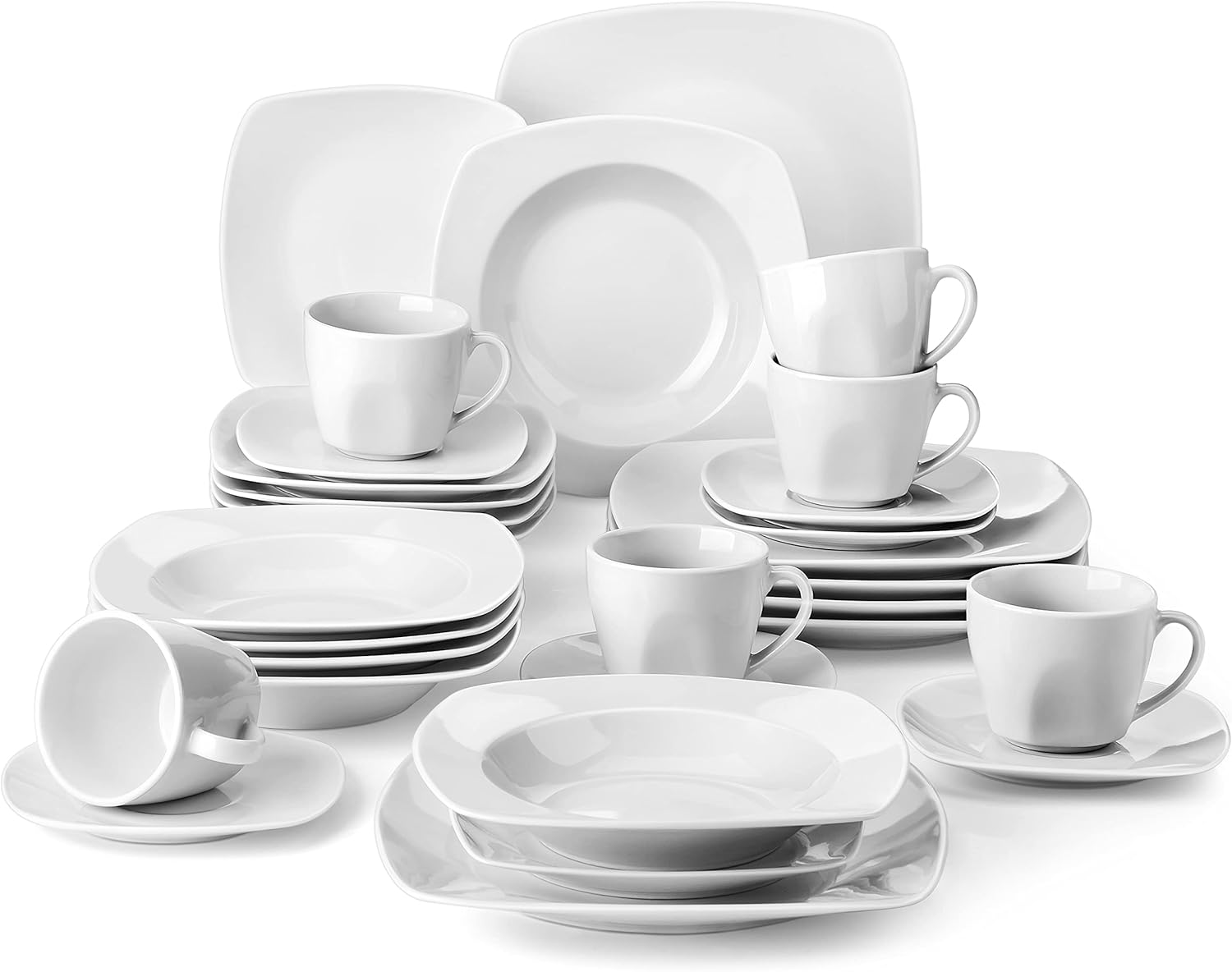 MALACASA Dinner Sets, 30Piece Porcelain Plates Set with 6Piece Dinner