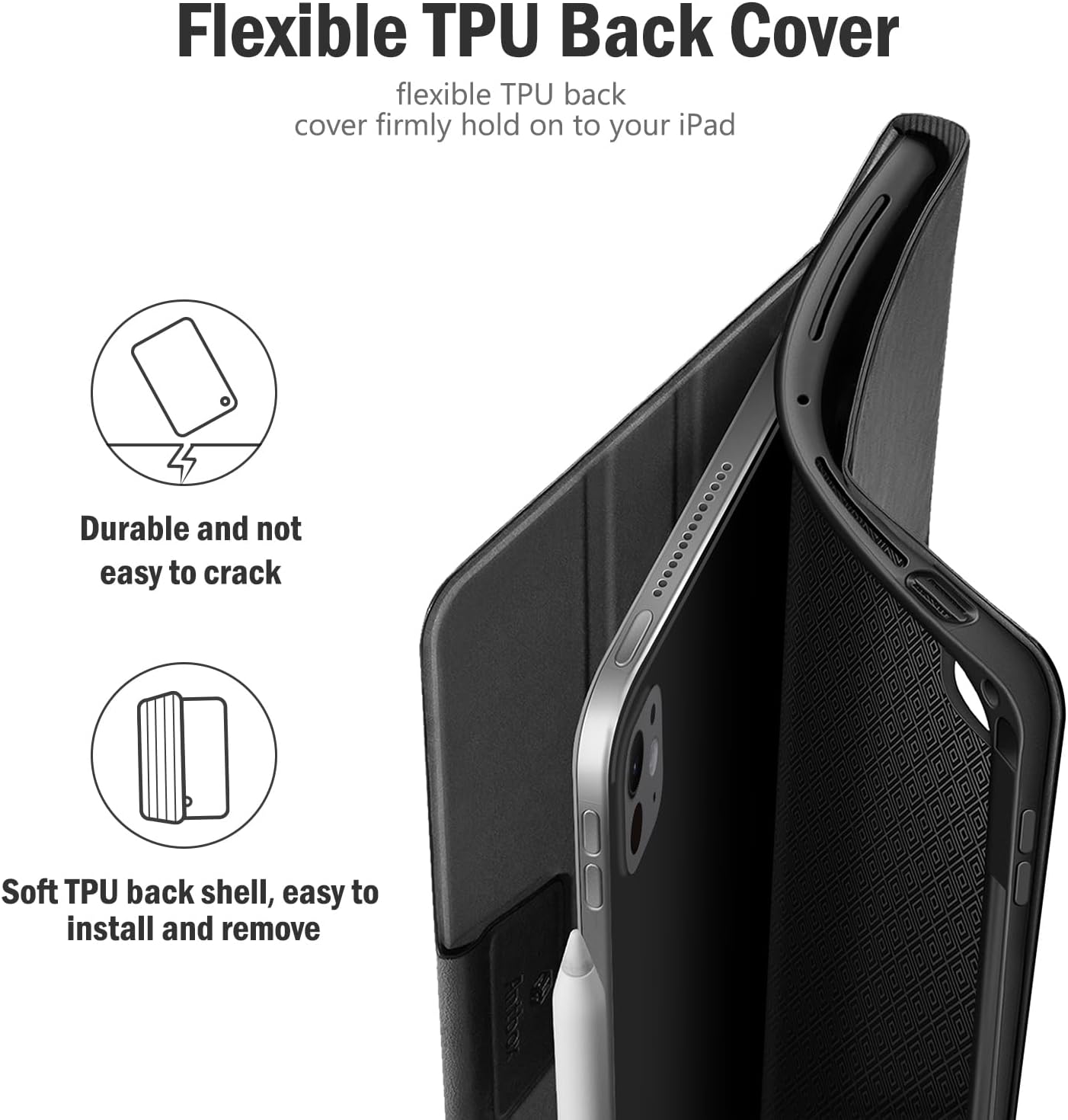 Antbox for iPad Pro 13 Inch Case M5 2025/M4 2024, Built-in Pencil Holder, Supports Pencil Pro/(USB-C), Auto Sleep/Wake, PU Leather (Black)