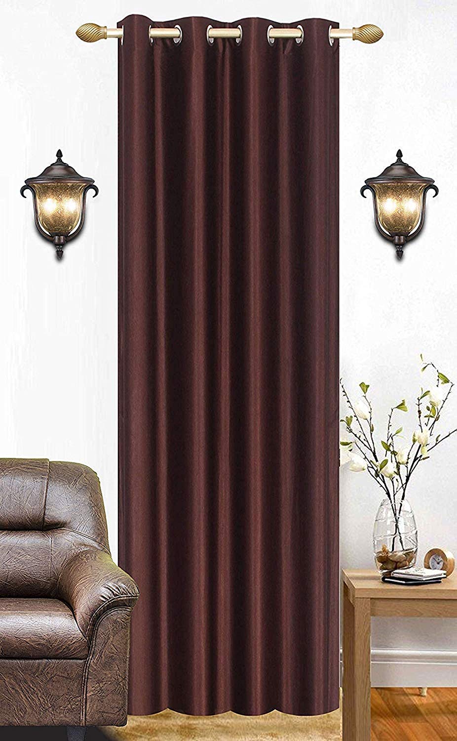 Soulful Creations Polyester Solid Curtain, 4 X 5, Brown, Pack of 1-image-8