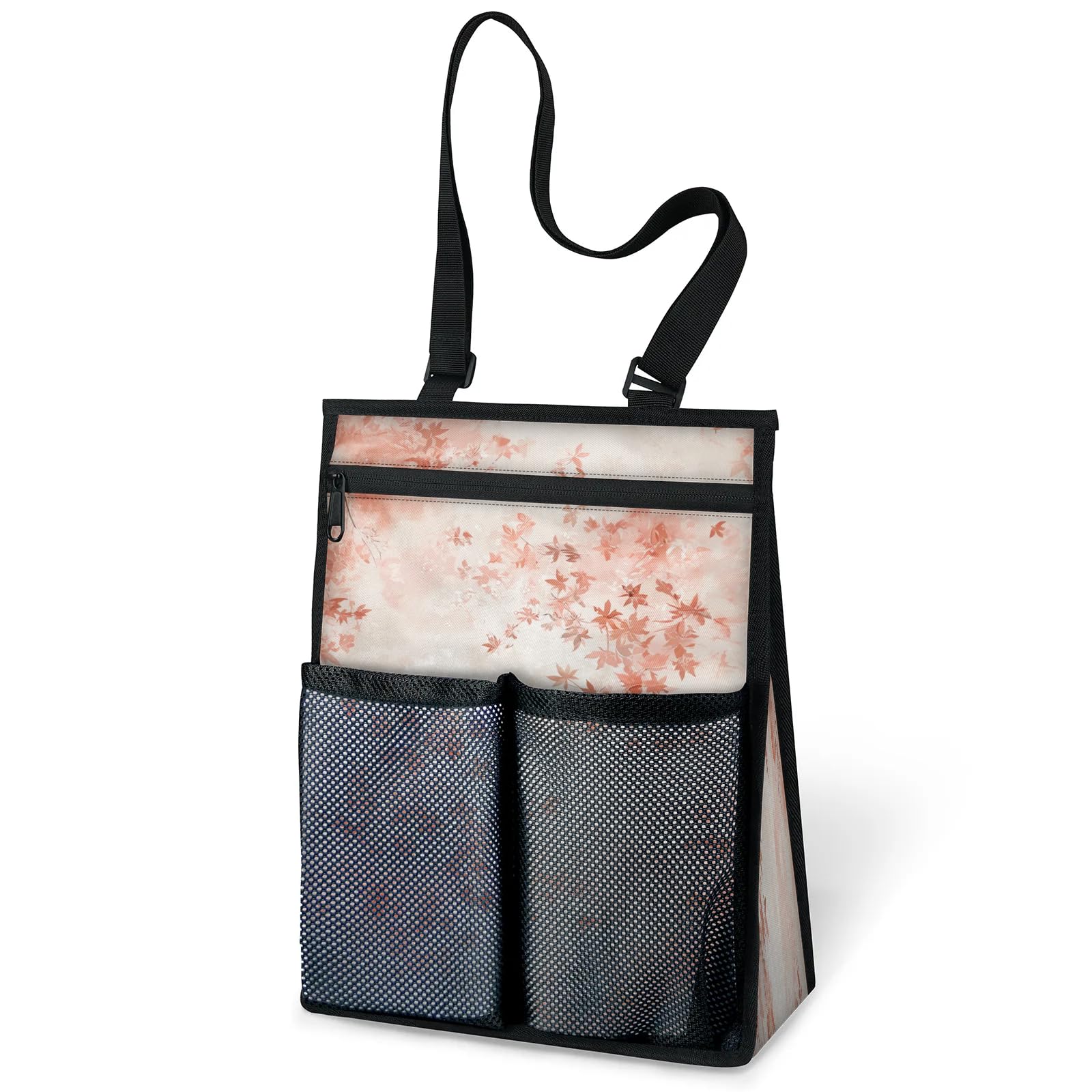 Ourtheme Maple Leaves Pattern Portable Shower Bag for Travel Gym Camp Beach Tote Shower Caddy Bags Hanging Toiletry