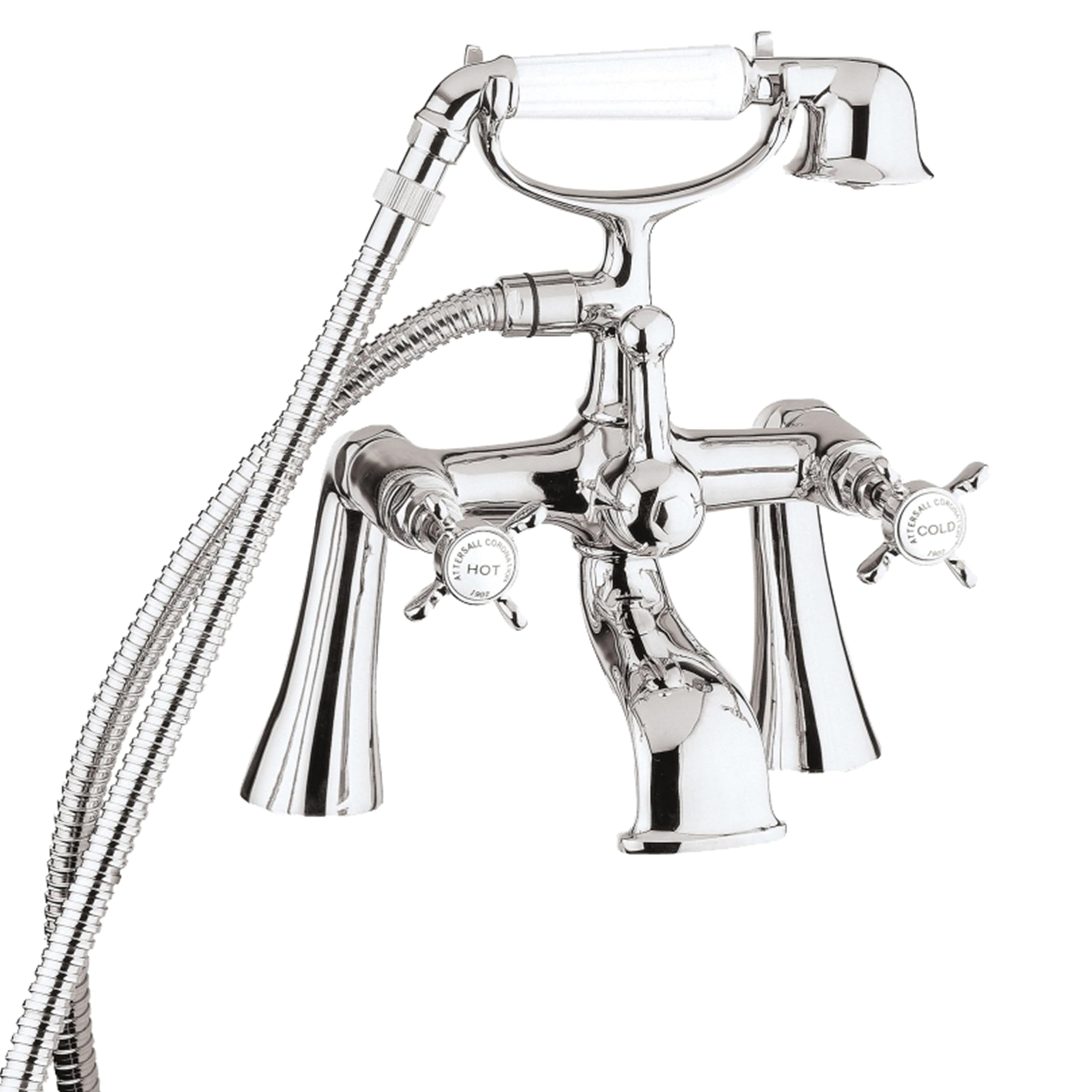 Deva Gold Coronation 1/2" Bath Shower Mixer Tap With Shower Kit (Chrome).