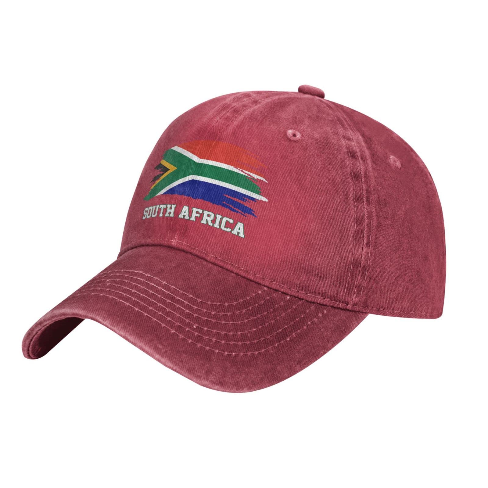 BAAROO Red Cool South Africa Flag South African Baseball Cap Patriotic Men Vintage Cotton Washed Denim Adult Unisex Hats