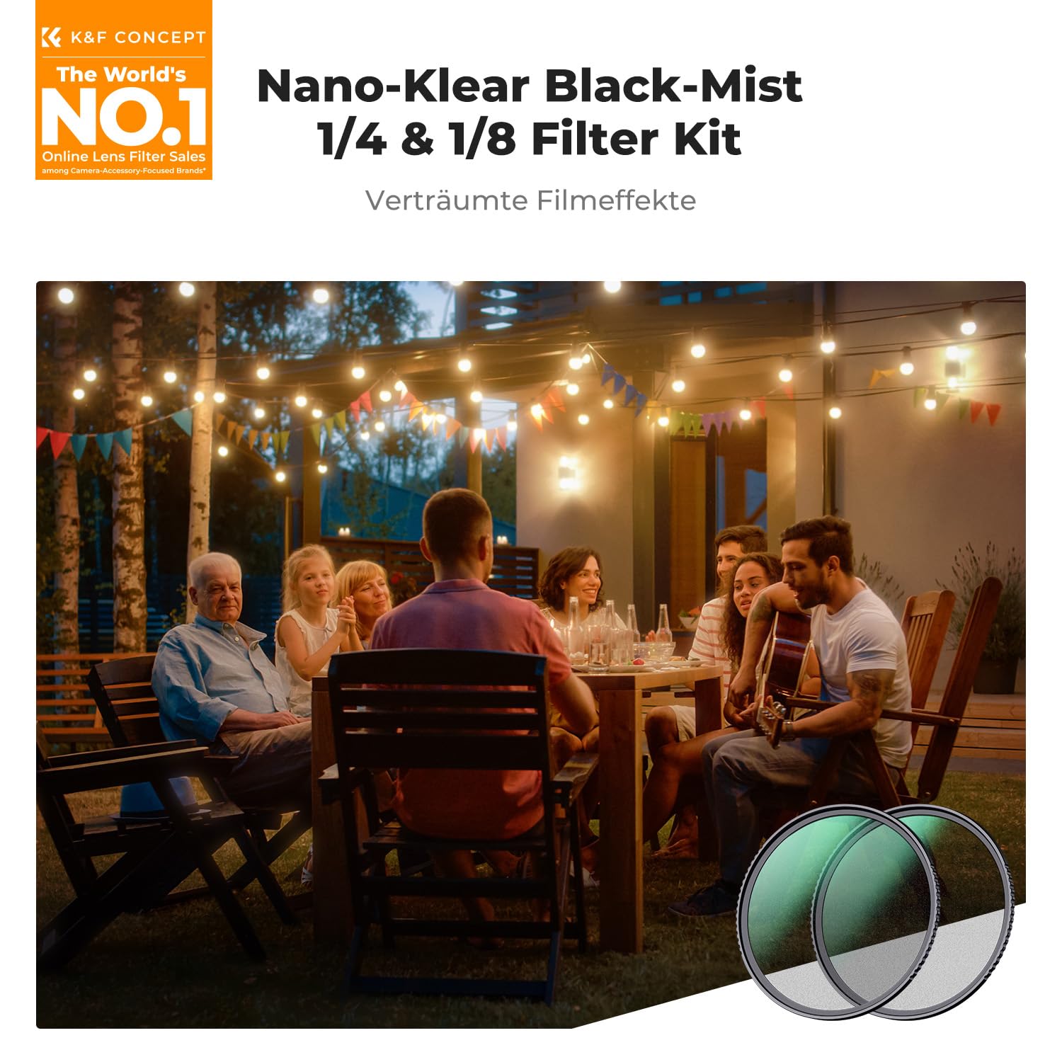 K&F CONCEPT Filter Black-Mist 1/4 & Black-Mist 1/8 Filter, 67mm Black Promist Filtersets Effektfilter Black Diffusion Effektfilter (Nano-Klear)