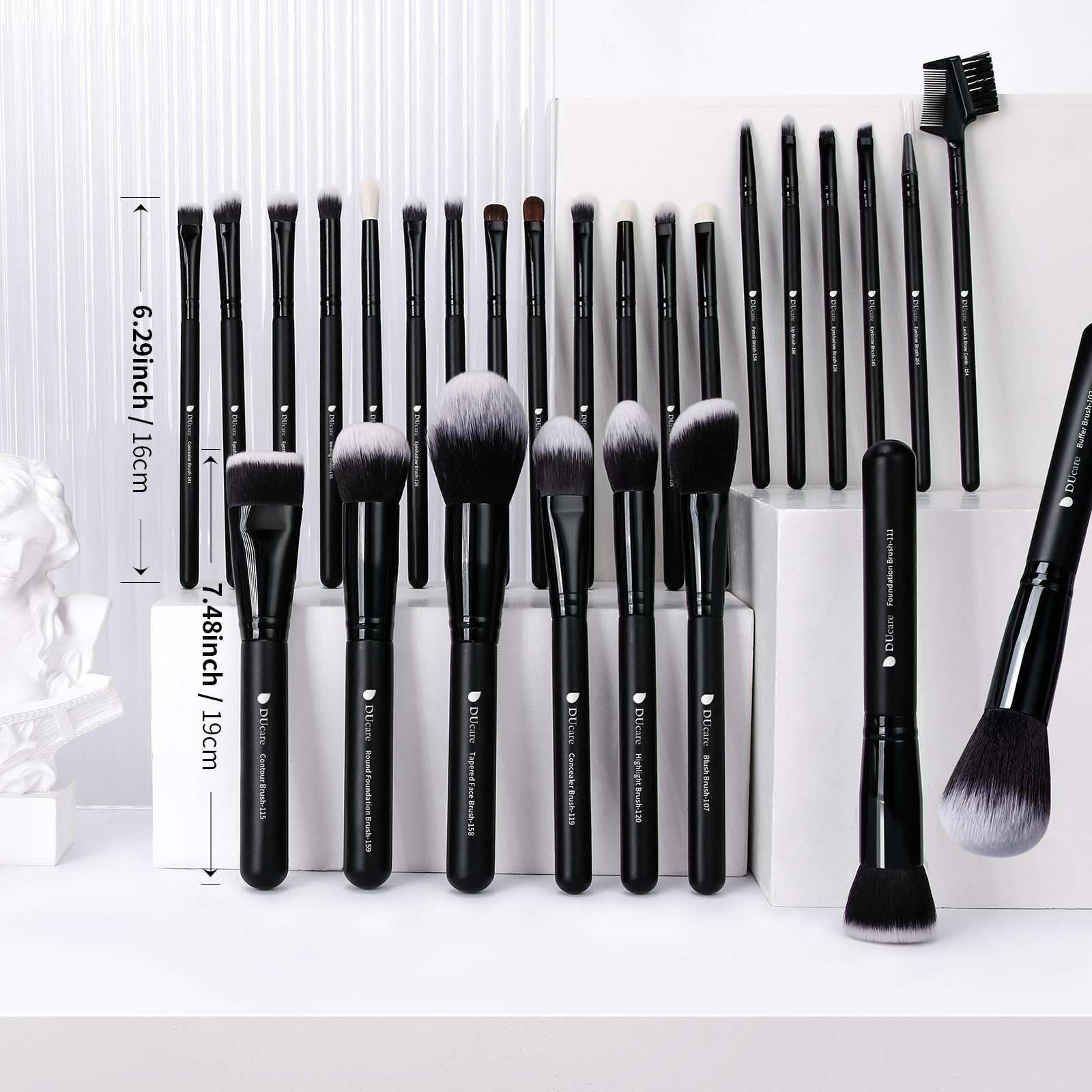 DUcare 27 Pinceaux Maquillage Professionnels Set Pinceaux Premium avec Poils Synthétiques pour Makeup Cosmétiques, Inclus Pinceaux à Fond de teint, Blending, Blush, Eyeliner et Fard à Paupières