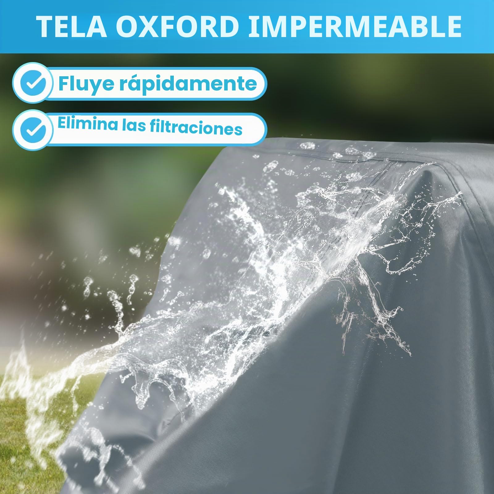 Velway Funda para Muebles de Jardín Impermeable: 242x162x71cm Cubierta de Mesa de Jardín Tela Oxford 600D con Tiras Reflectantes Anti UV Funda Protectora Exterior para Mesa Y Sillas Sofá - Gris