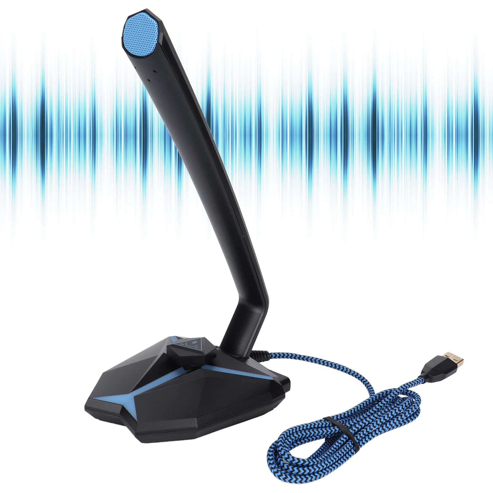 Bewinner Microfono USB per Computer, Microfono per PC USB Omnidirezionale con Regolazione 'Angolo Regolabile con Indicatore LED Freddo, Microfono USB per PC per Riunioni di Ufficio di