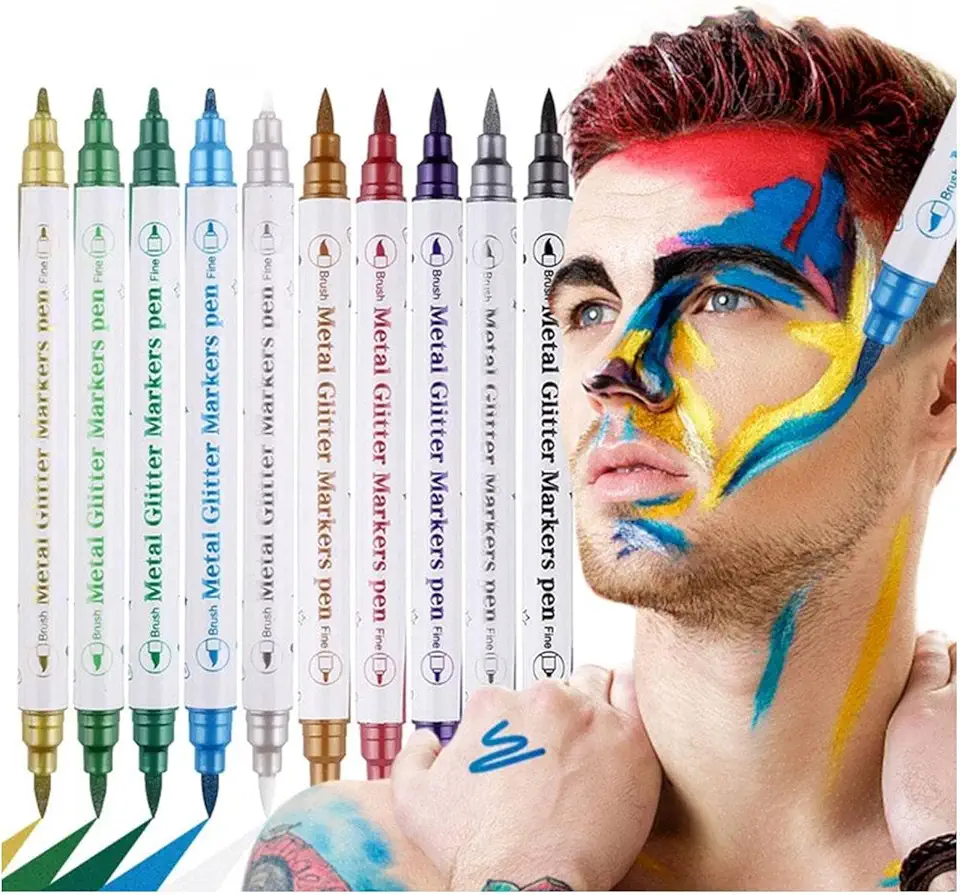 Marcadores temporários de tatuagem, 10 marcadores corporais, tatuagens temporárias de borboleta, borboletas coloridas falsas, à prova d'água para rosto e braço e festa de aniversário