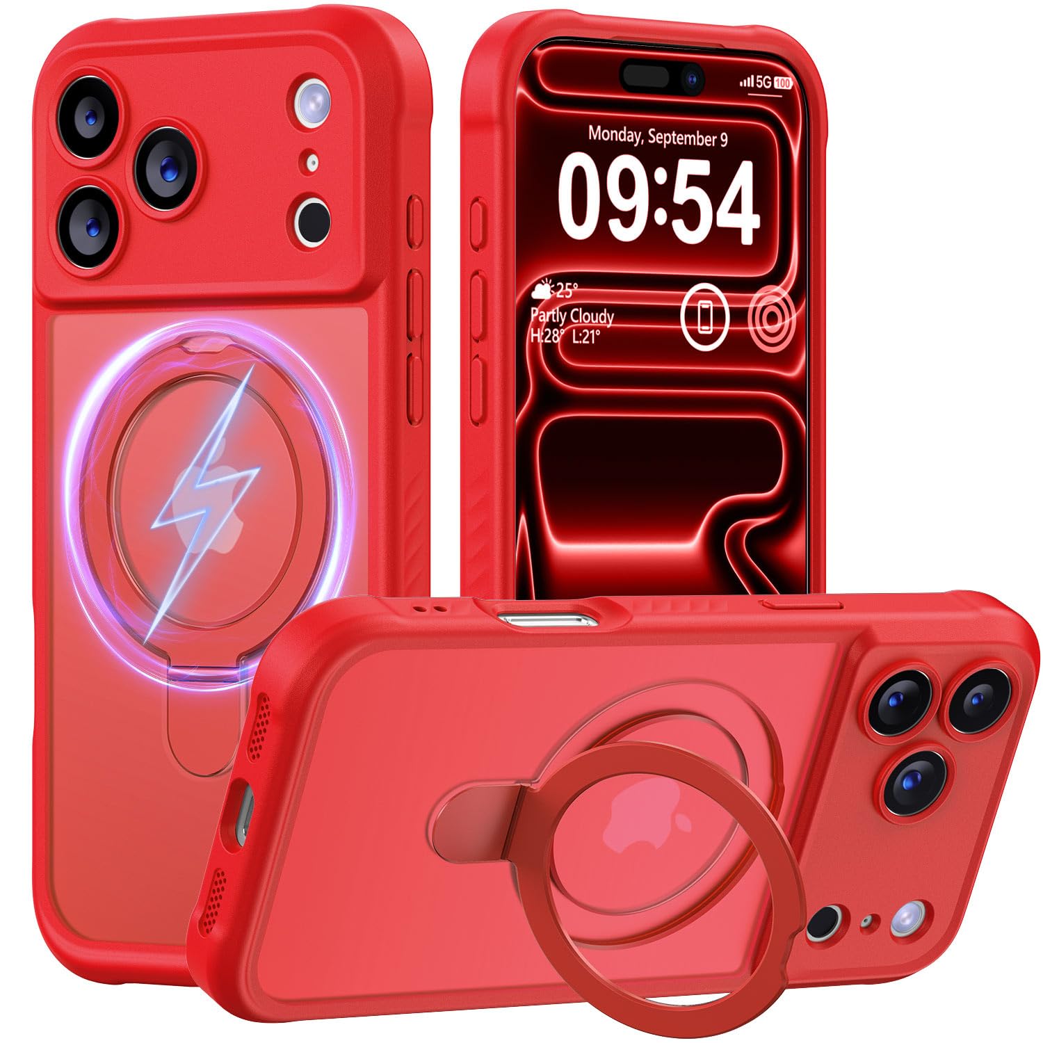 MOCCA Magnetic for iPhone 17 Pro Max Case with Stand,Red