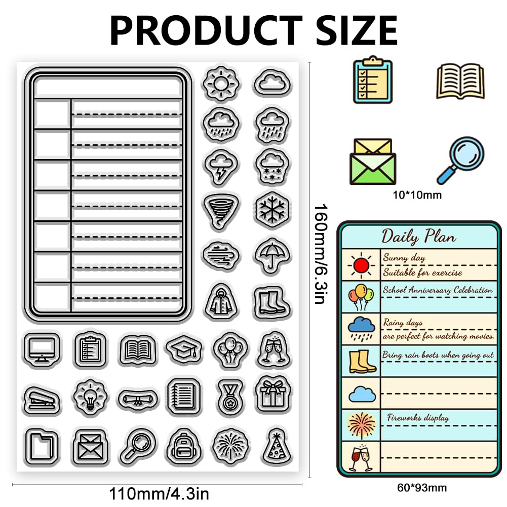 Timbri trasparenti semplici per tutti i giorni, icone meteorologiche, in silicone, timbri trasparenti per fai da te, scrapbooking e creazione di biglietti, decorazioni artigianali con carta