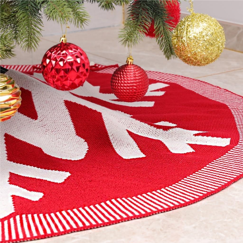 Tree Skirt Christmas Christmas Tree Skirt Christmas Knitted Wool Apron Acrylic Knitted Snowflake Christmas Tree Skirt Decoration Christmas Skirt Tree