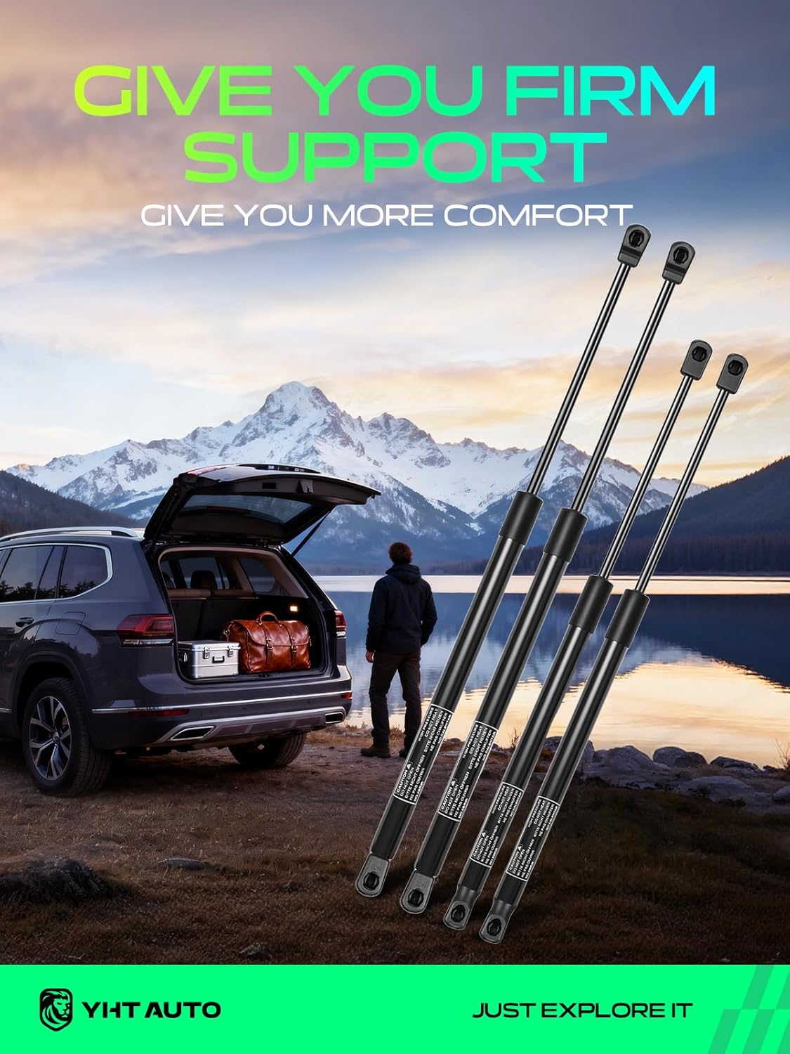 YHTAUTO Rear Hatch Window Glass Gas Struts Shocks Replacement for Jeep 2009 2010 2011 2012 Liberty, Set of 4 Lift Supports, Replace# 57010050AB
