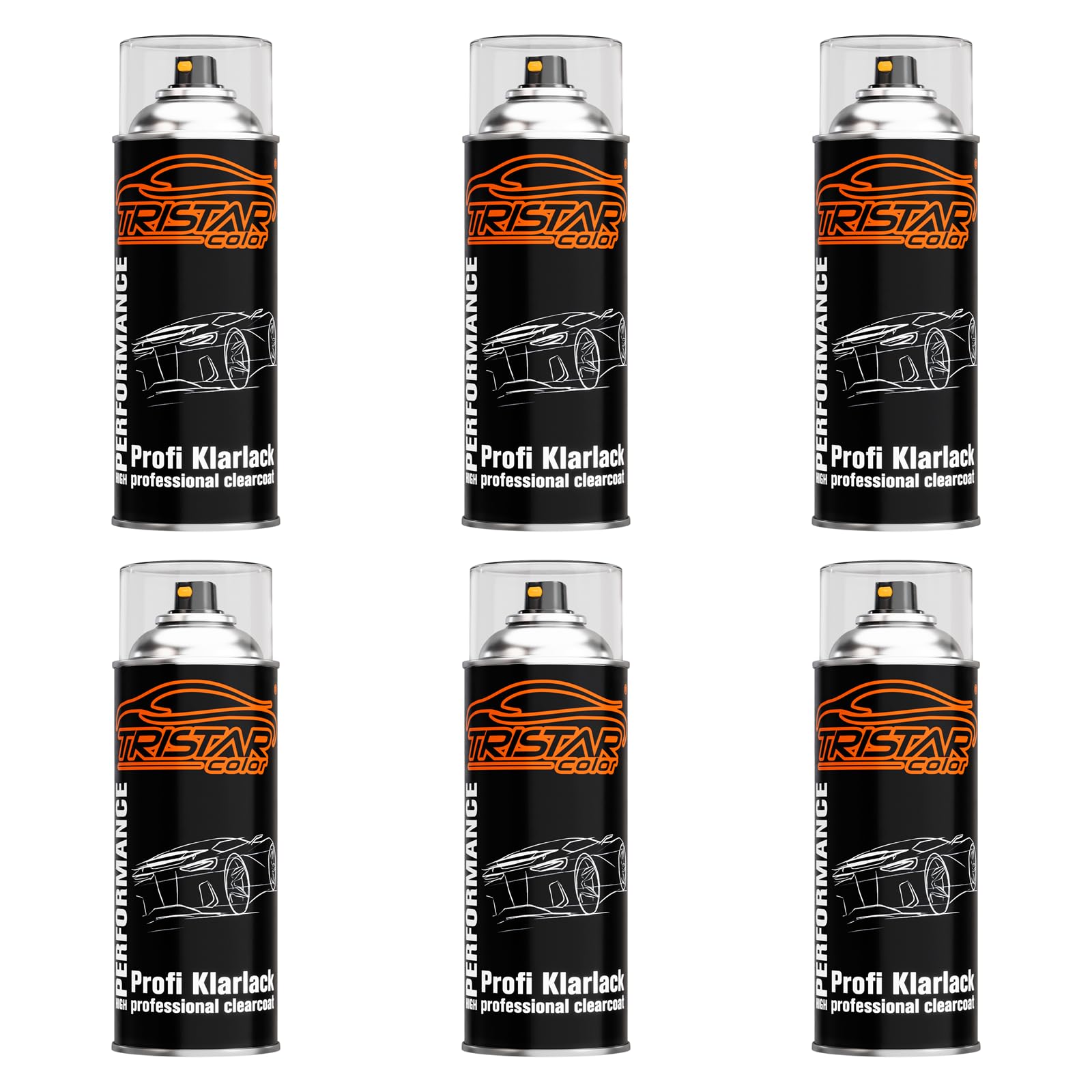 TRISTARcolor 6 x Spraydose Profi KLARLACK MATT 400 ml Autolack Sprühdose