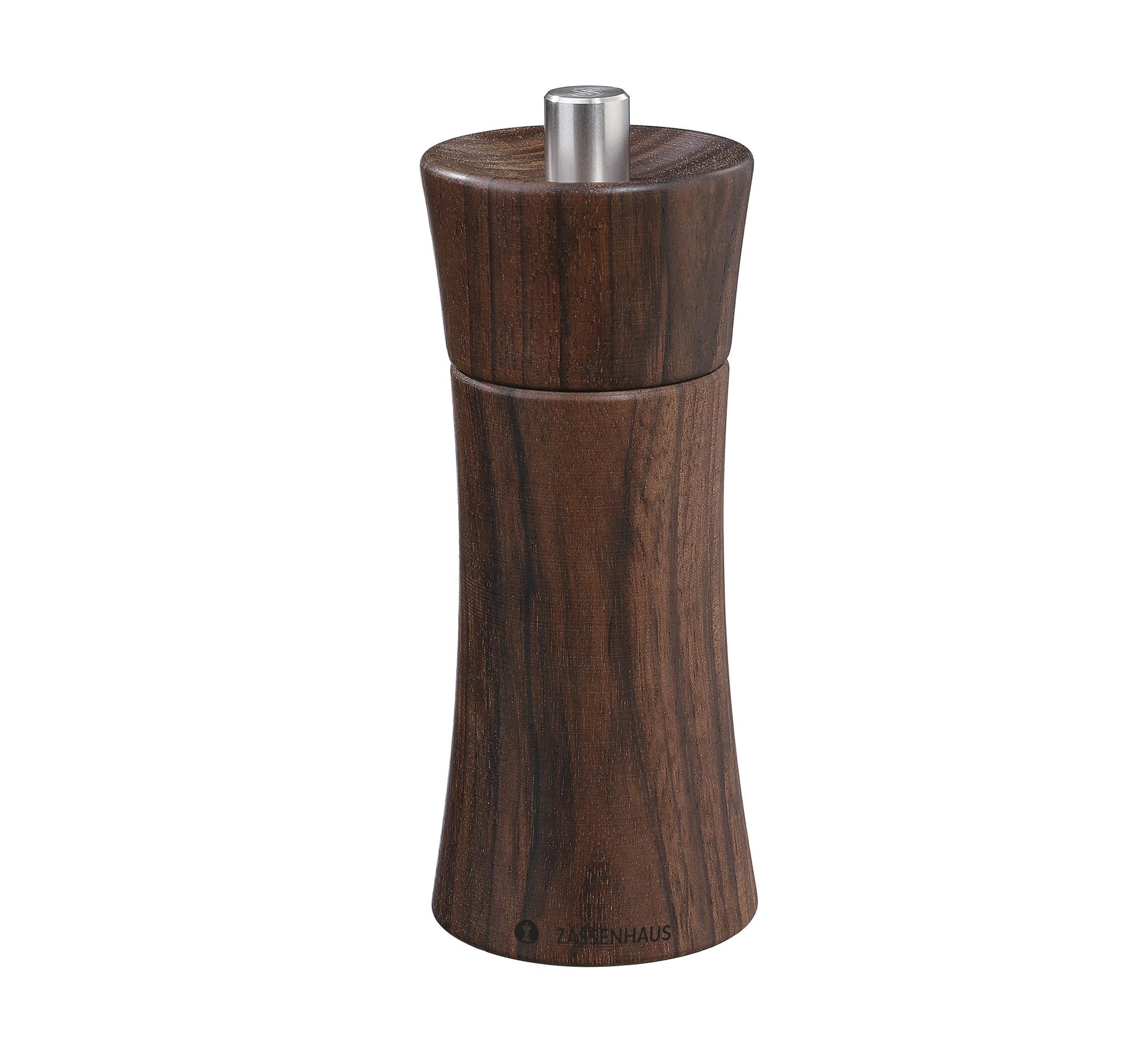 zassenhausFRANKFURT Salt Mill 14 cm Walnut with Fully Adjustable High Performance Ceramic Grinder Filled Spice Mill Diameter 5.4 × 14 cm