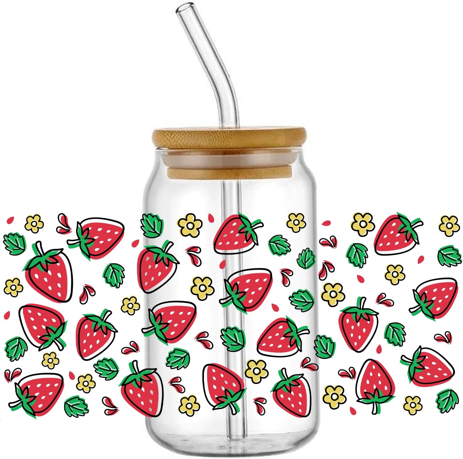 Strawberry Bowknot 10 Pcs UV DTF Transfer Wraps for 16 OZ Glass Cups Furniture Cherry UVDTF Stickers for Mirrors Windows Rub on Decals for Cups DIY Crafts