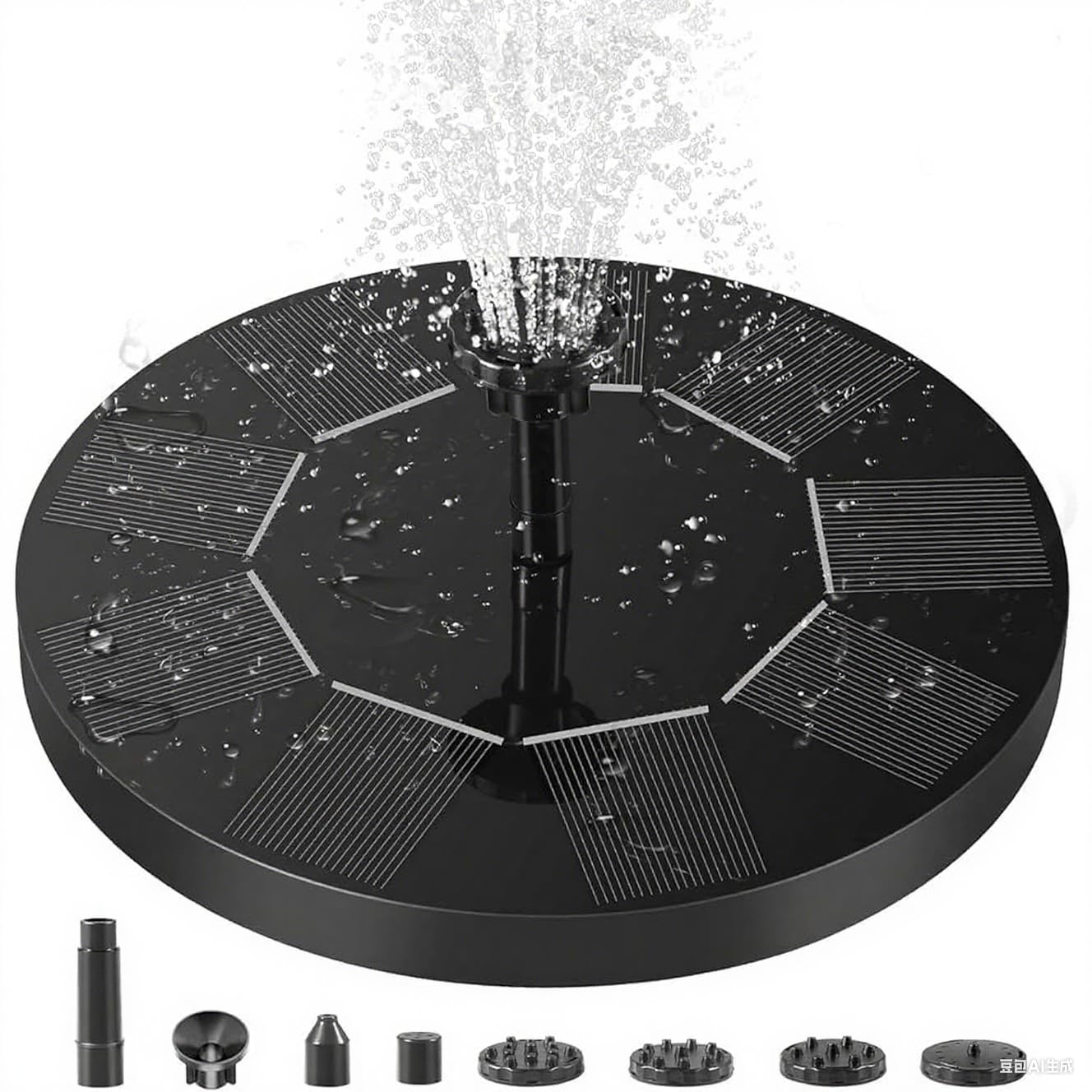 Solar Bird Bath Fountain Pump, 2025 Upgrade 2.5W Solar Fountain with 6 Nozzle, Free Standing Floating Solar Powered Water Fountain Pump for Bird Bath, Garden, Pond, Pool, Outdoor