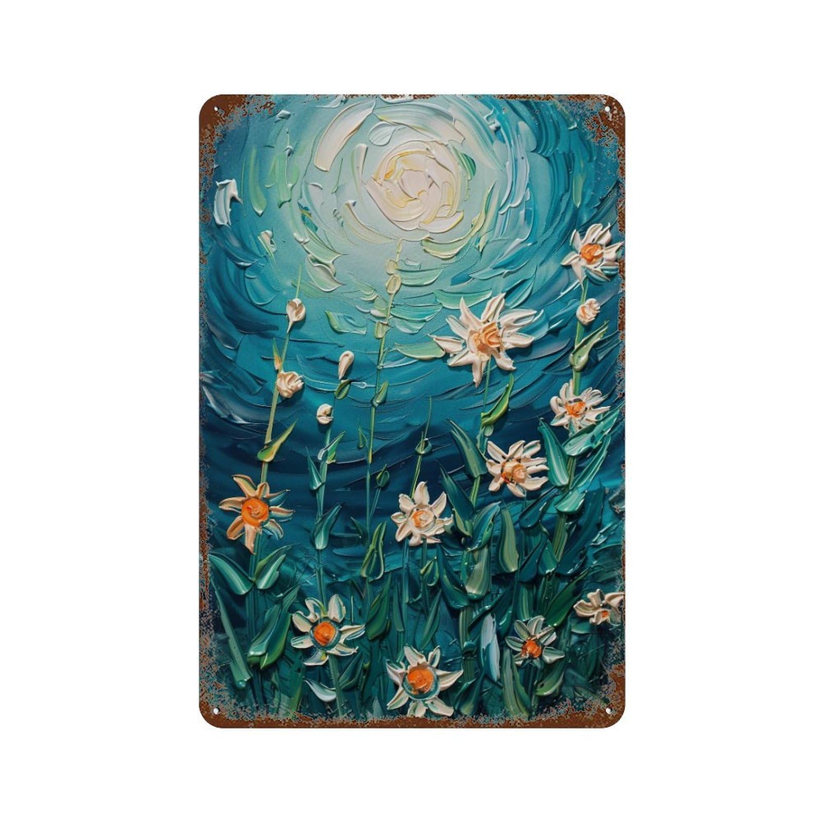 WUJHGRSG Post Impressionist Spiral Night Floral Twig Composition 01 Wall Art Retro Iron Vintage Metal Tin Sign Poster Modern Decor for Home Cofffee Club Bar Shop Style 30x20cm