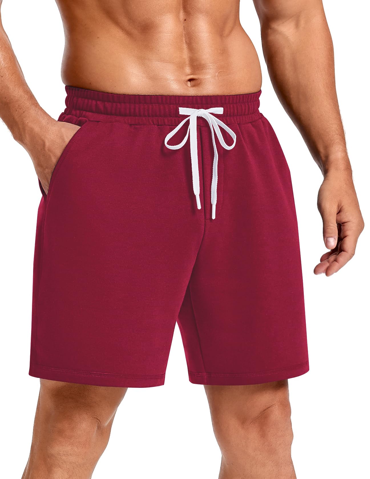 PINSPARK Men's Casual Sweat Shorts 7" Thin Cotton Athletic Running Lounge Shorts with Drawstring Workout Gym Lightweight — view 8