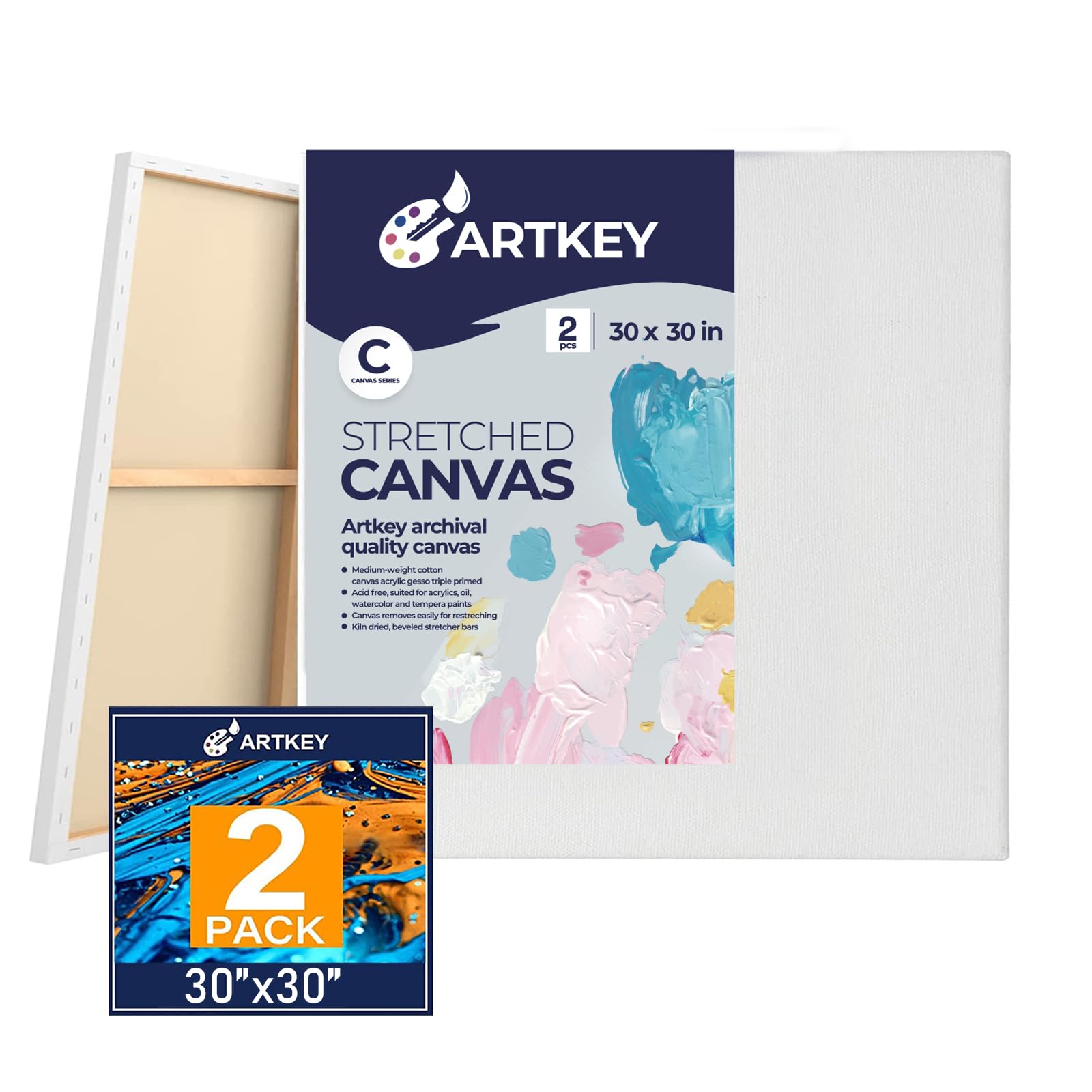 Toiles pour peinture acrylique haut de gamme triple apprêt coton pur 76cm